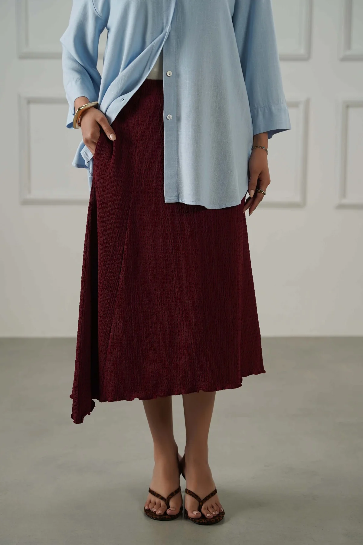 ASYMMETRIC CRINKLE SKIRT