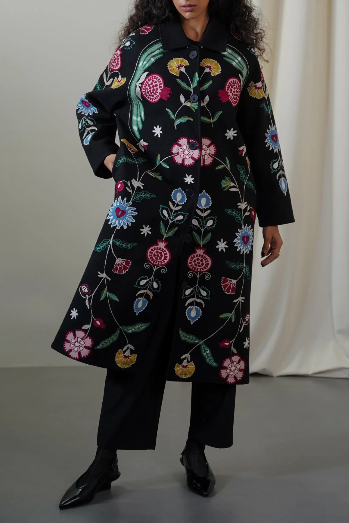 BOUTIQUE EMBROIDERED LONG COAT