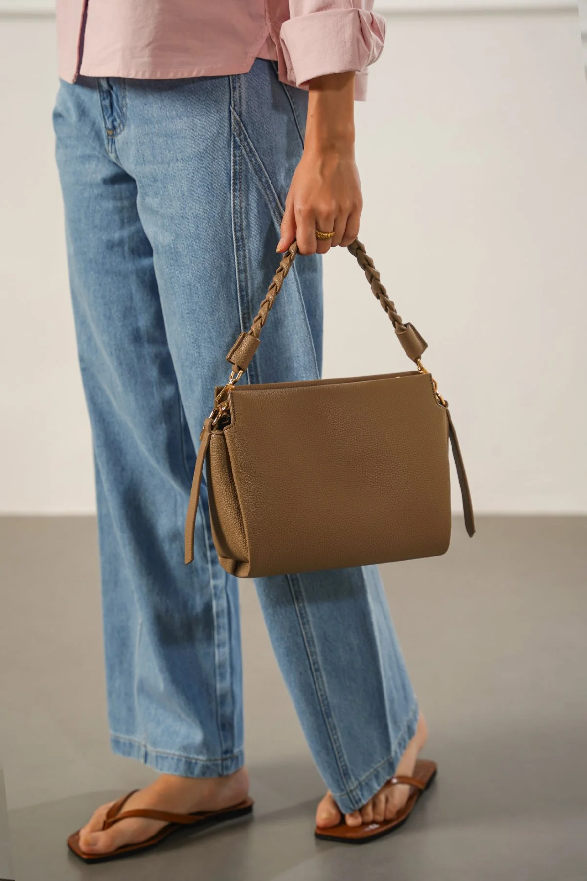 BRAIDED TOP HANDLE BAG