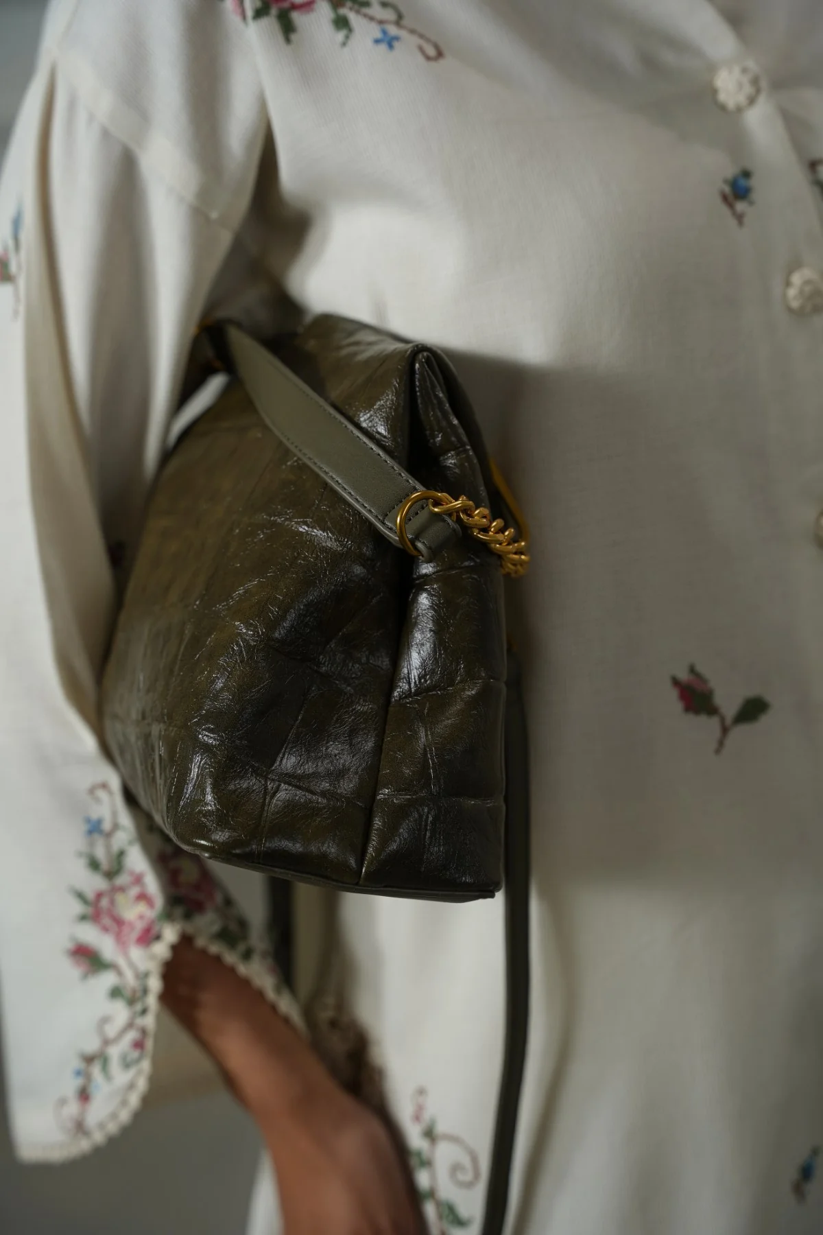 CARMO EMBOSSED SHOULDER BAG