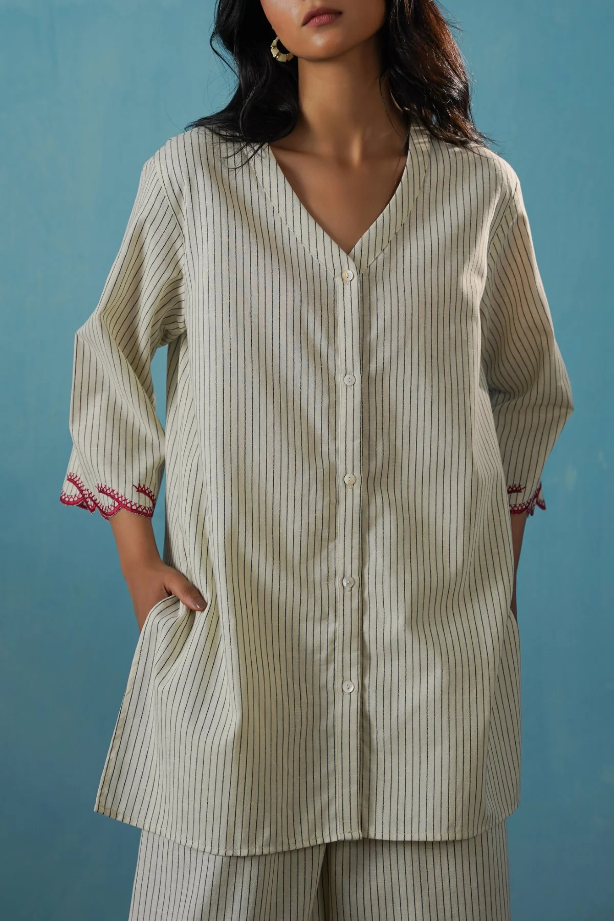 CHERRY STORY PINSTRIPE SHIRT