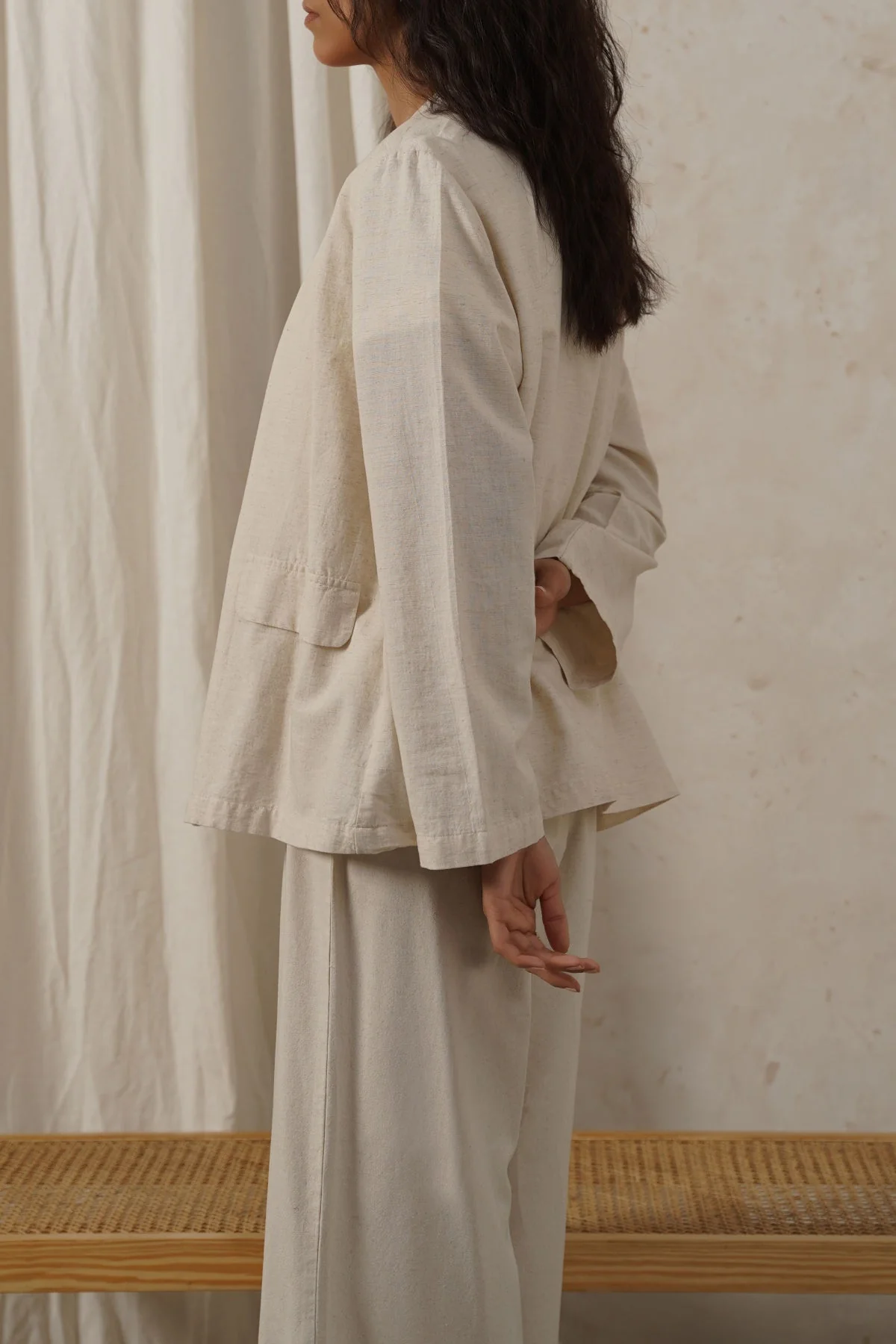 COLLARLESS LINEN BLAZER - Image 6