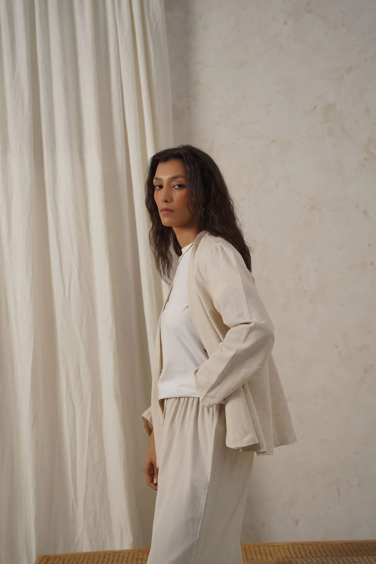 COLLARLESS LINEN BLAZER - Image 7