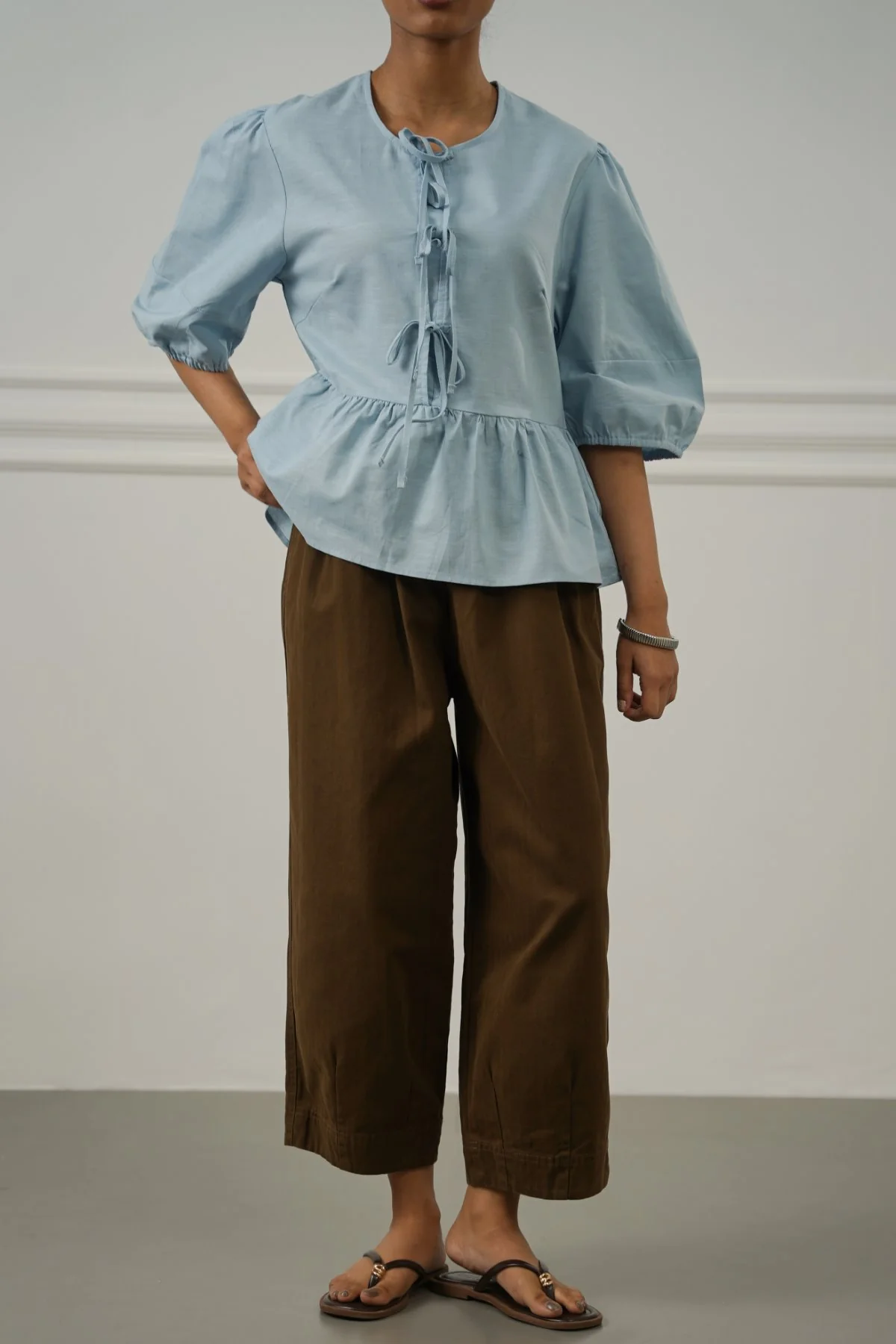 COTTON HERRINGBONE PANTS