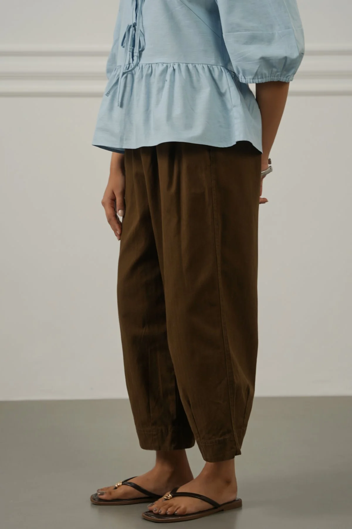 COTTON HERRINGBONE PANTS - Image 4