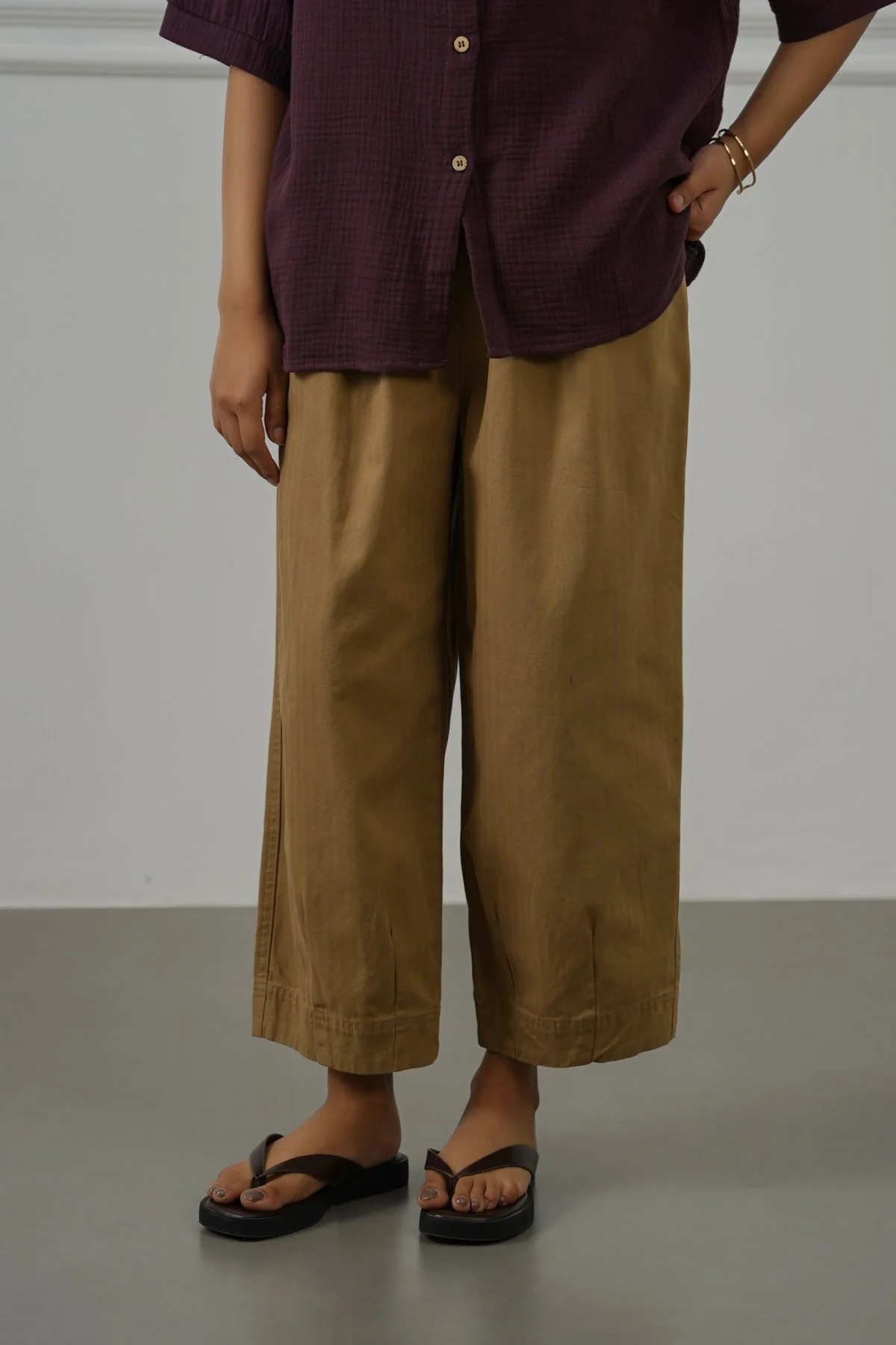 COTTON HERRINGBONE PANTS