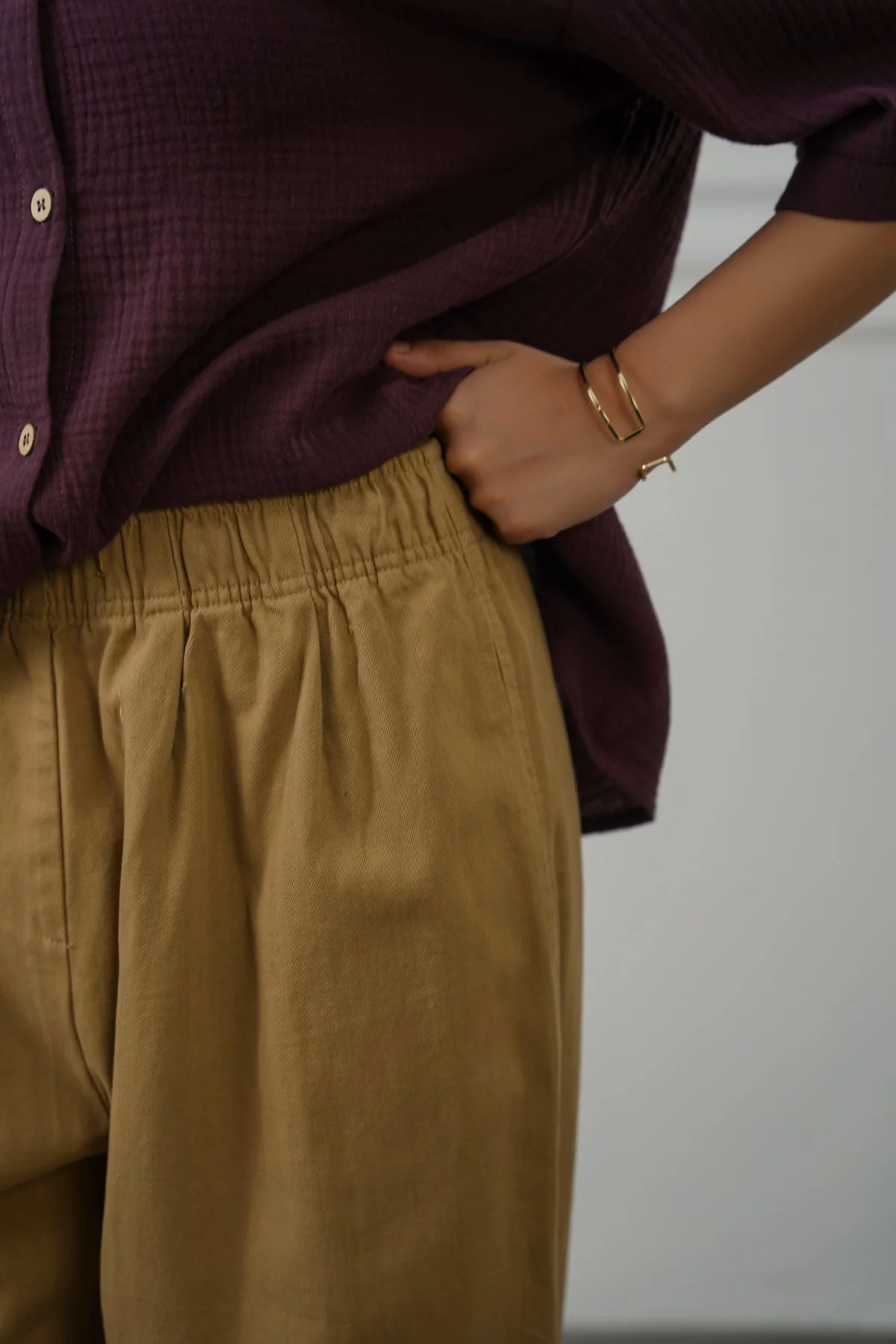 COTTON HERRINGBONE PANTS - Image 3