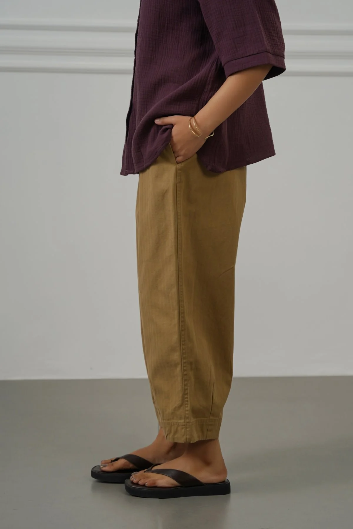 COTTON HERRINGBONE PANTS - Image 5
