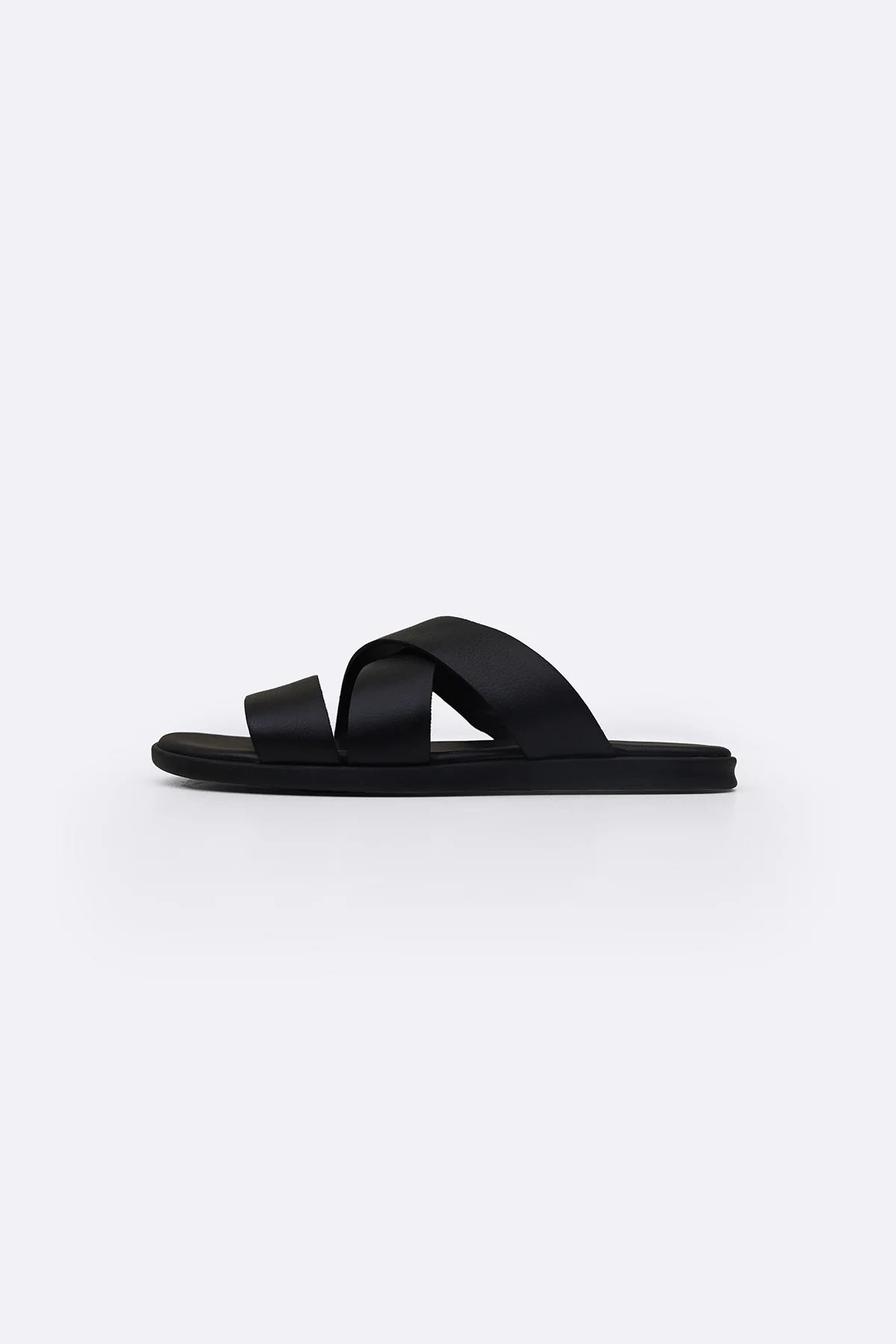 CROSS LEATHER SLIDES
