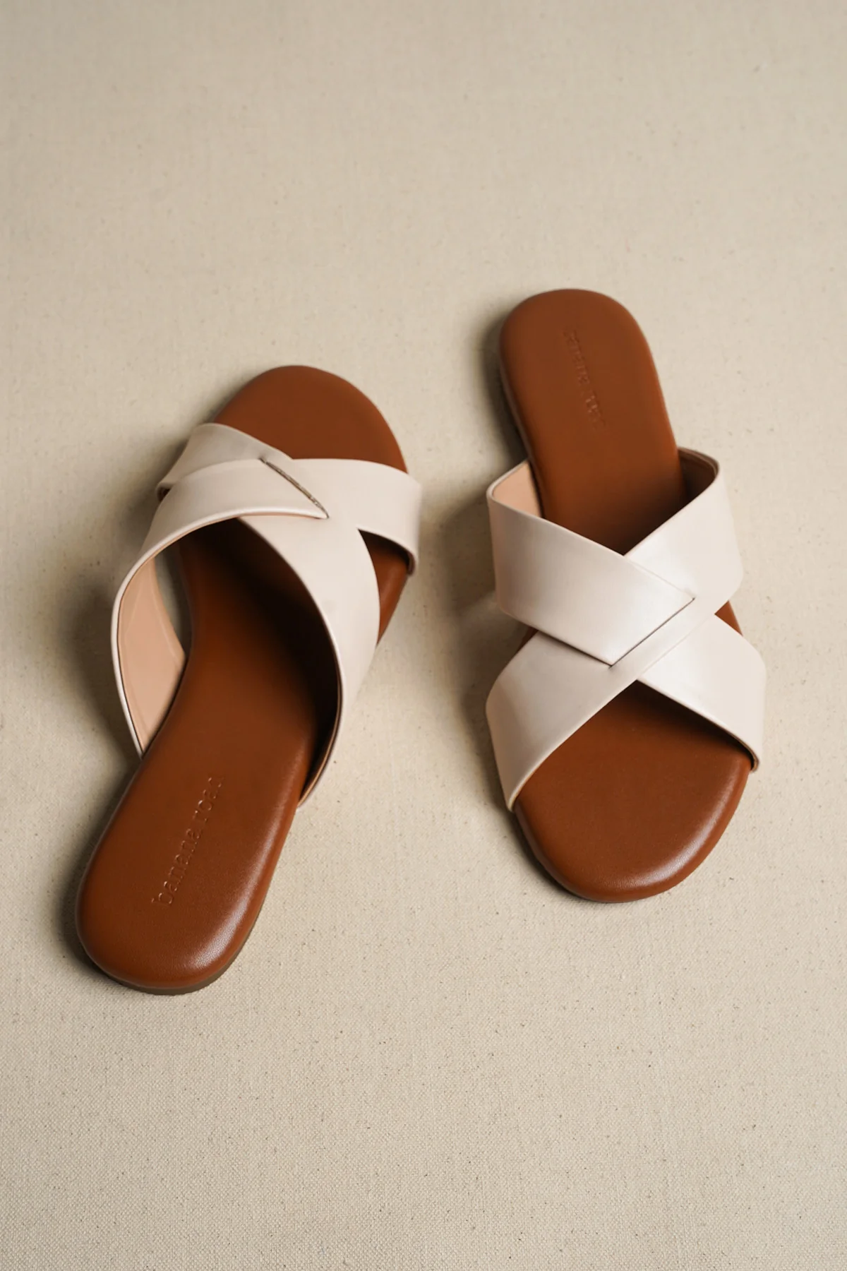 CROSS STRAP SLIDES