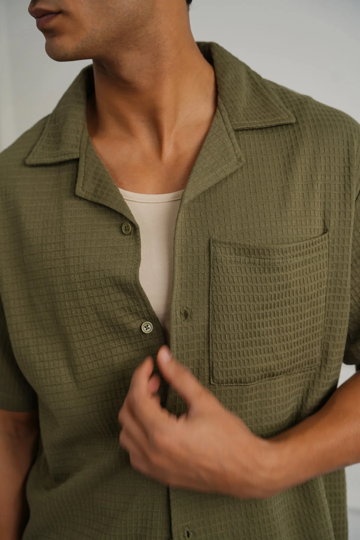 CUBAN COLLAR TEXTURED SHIRT