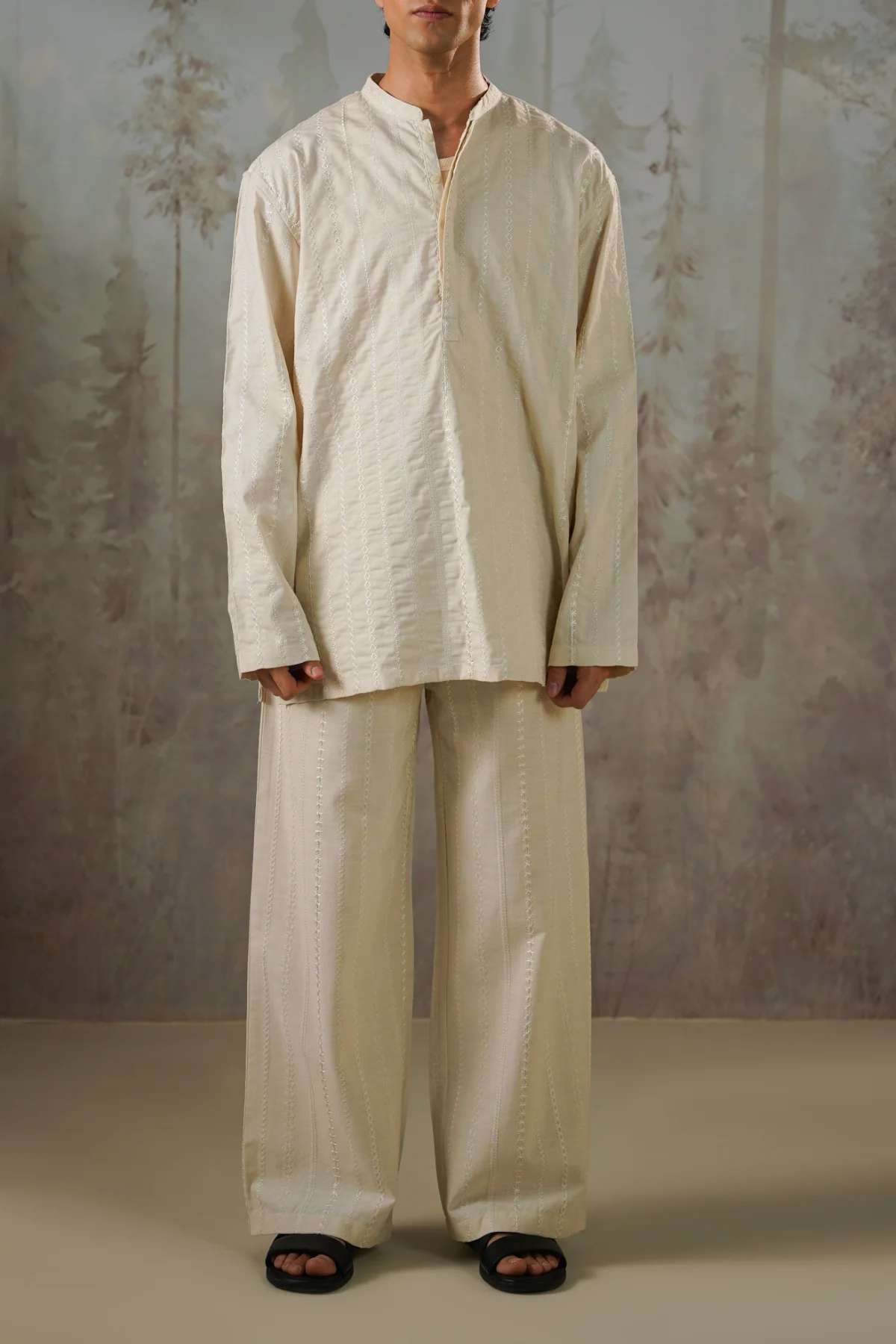 EMBROIDERED HALF PLACKET SHIRT