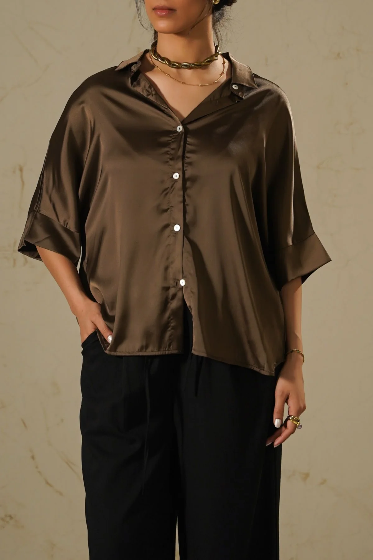 EVENING SATIN BLOUSE