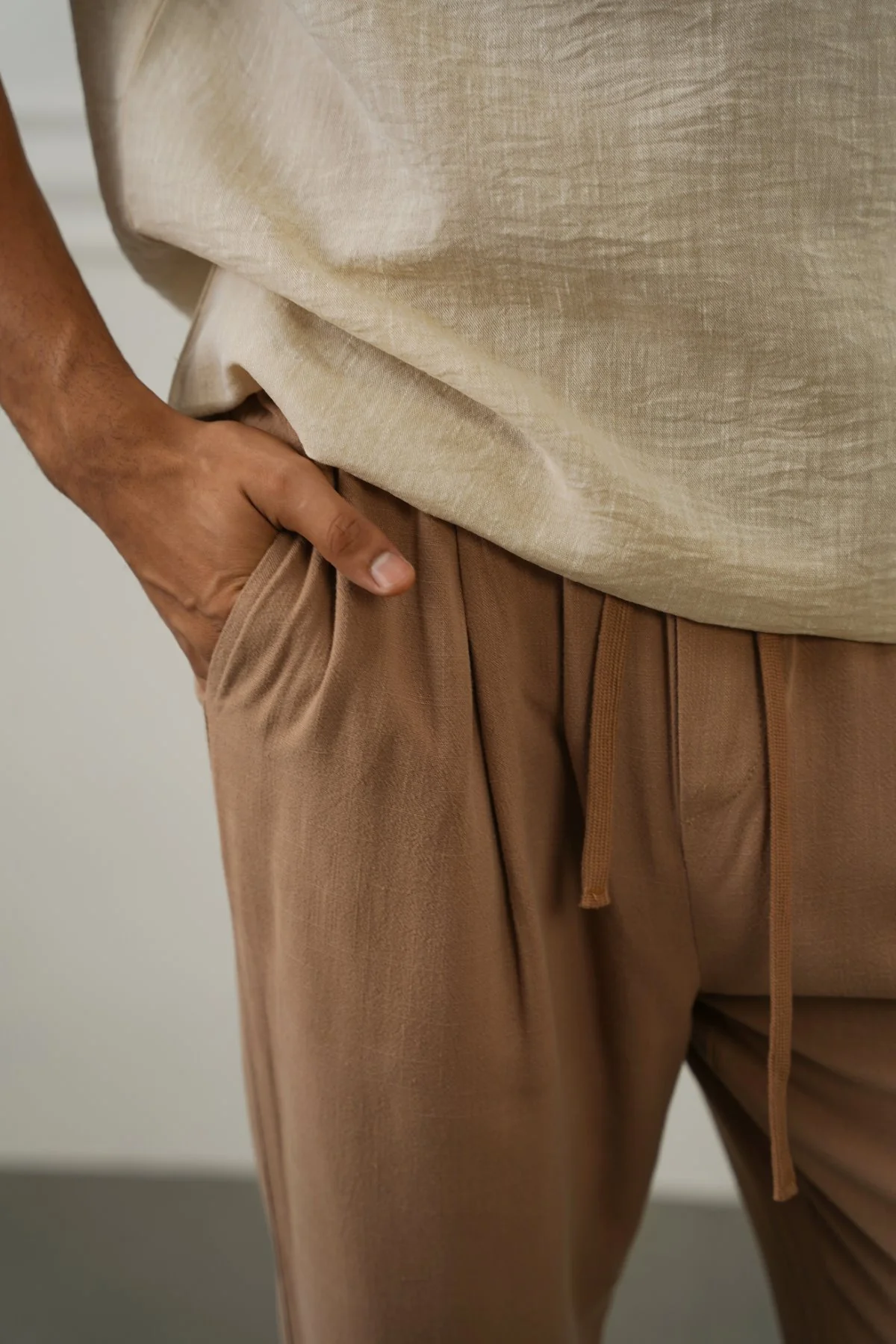 FLOWY BLENDED LINEN TROUSERS - Image 3