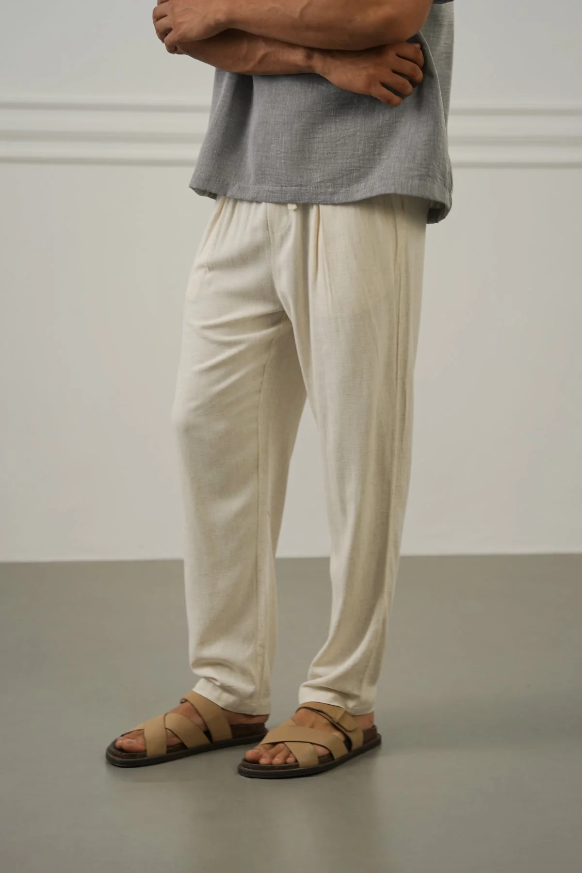 FLOWY BLENDED LINEN TROUSERS - Image 5