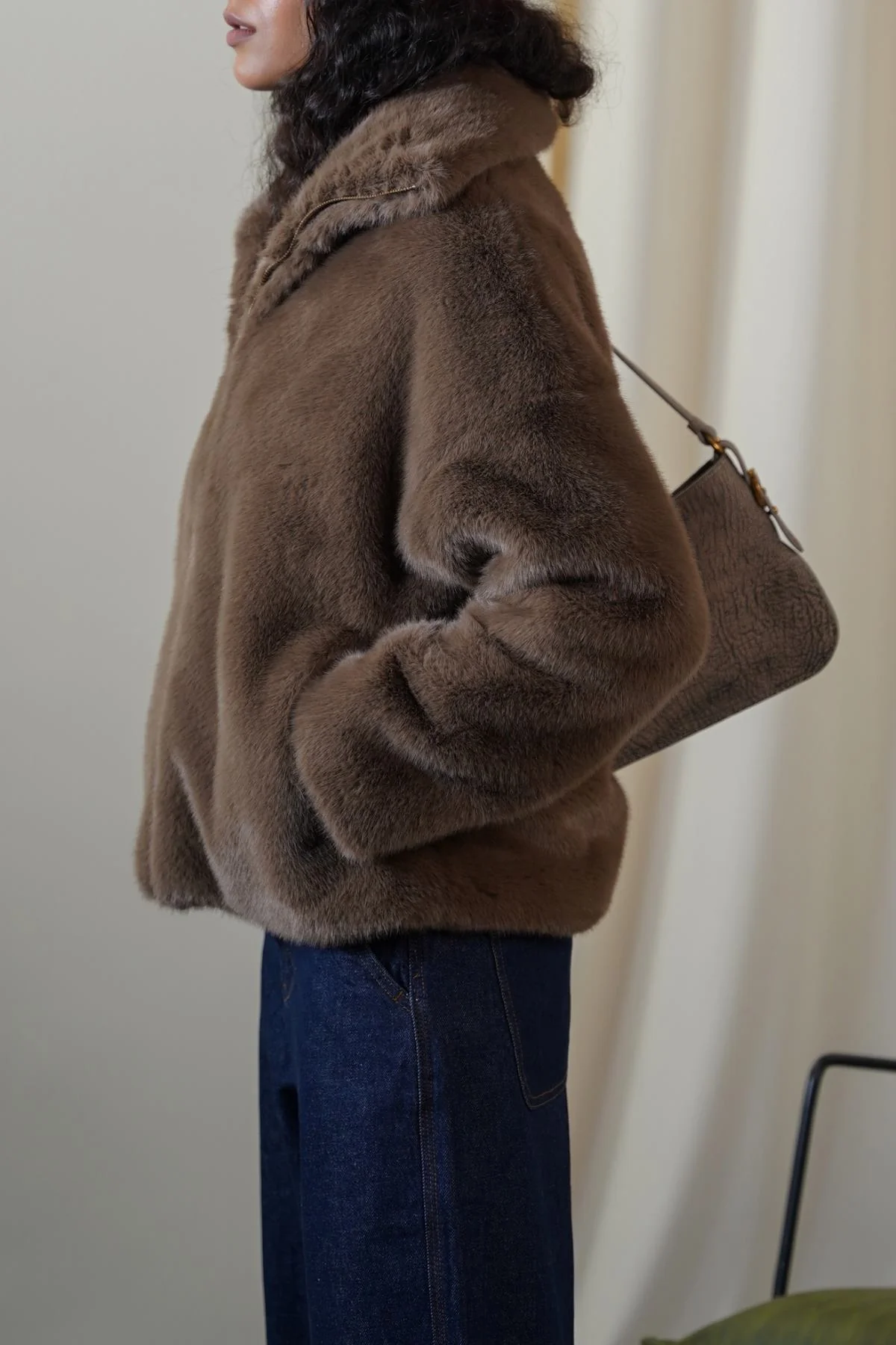 FUNNEL NECK FUR JACKET