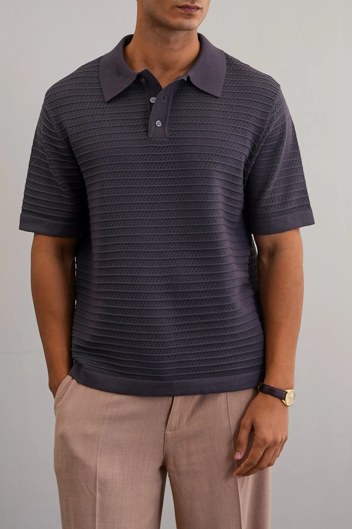 KNITTED MESH POLO - Image 3