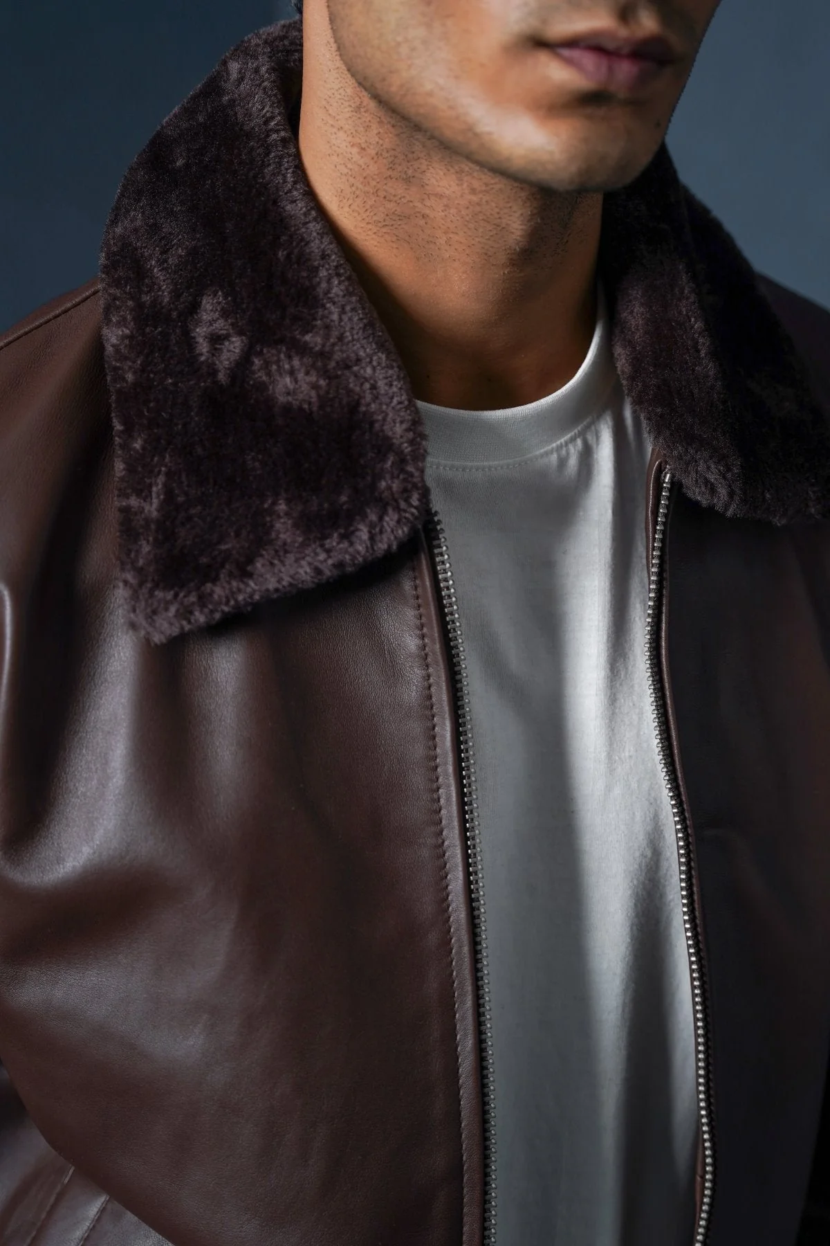 LEATHER JACKET WITH DETACHABLE COLLAR - Image 3