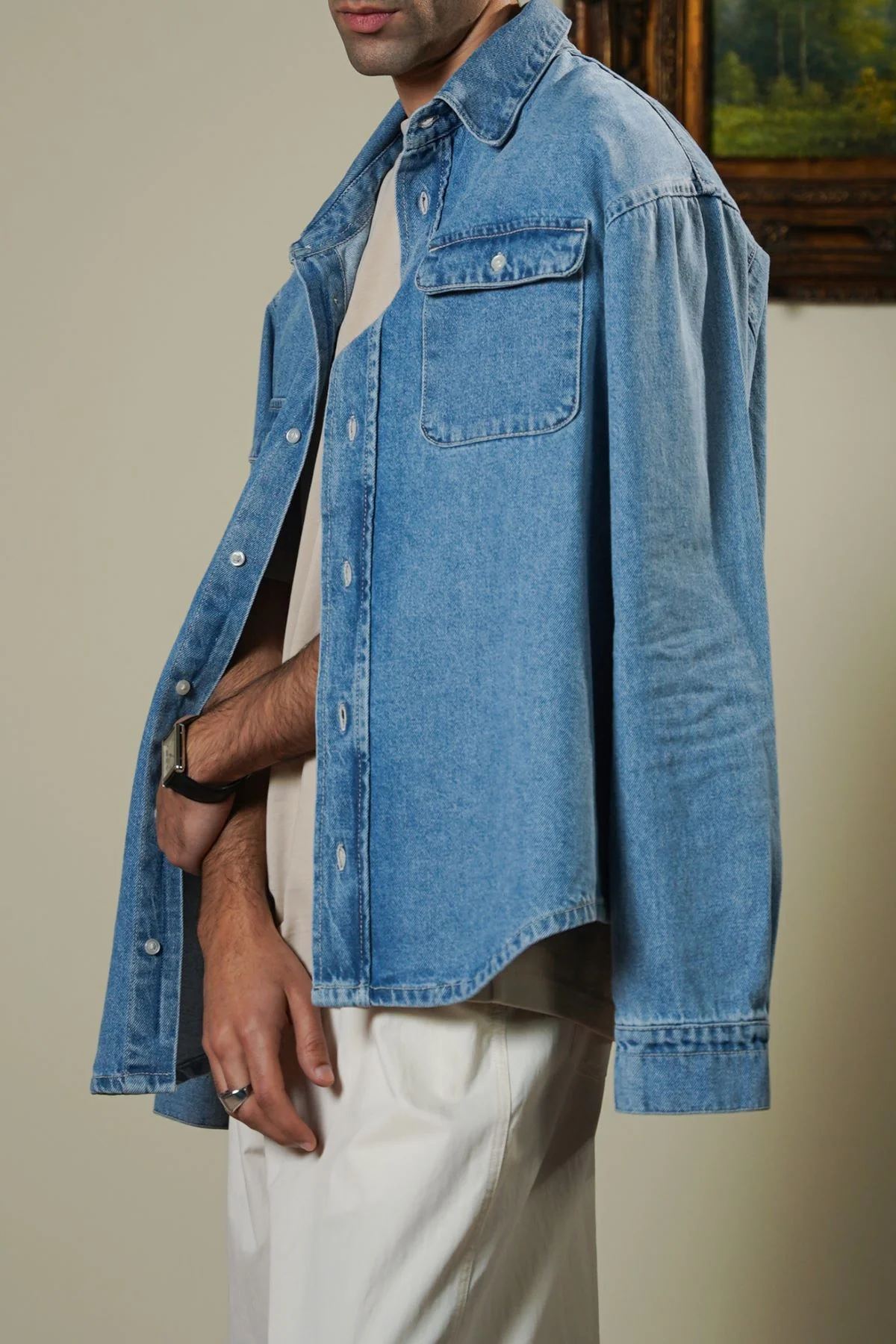 LIGHT WASH DENIM SHIRT - Image 3