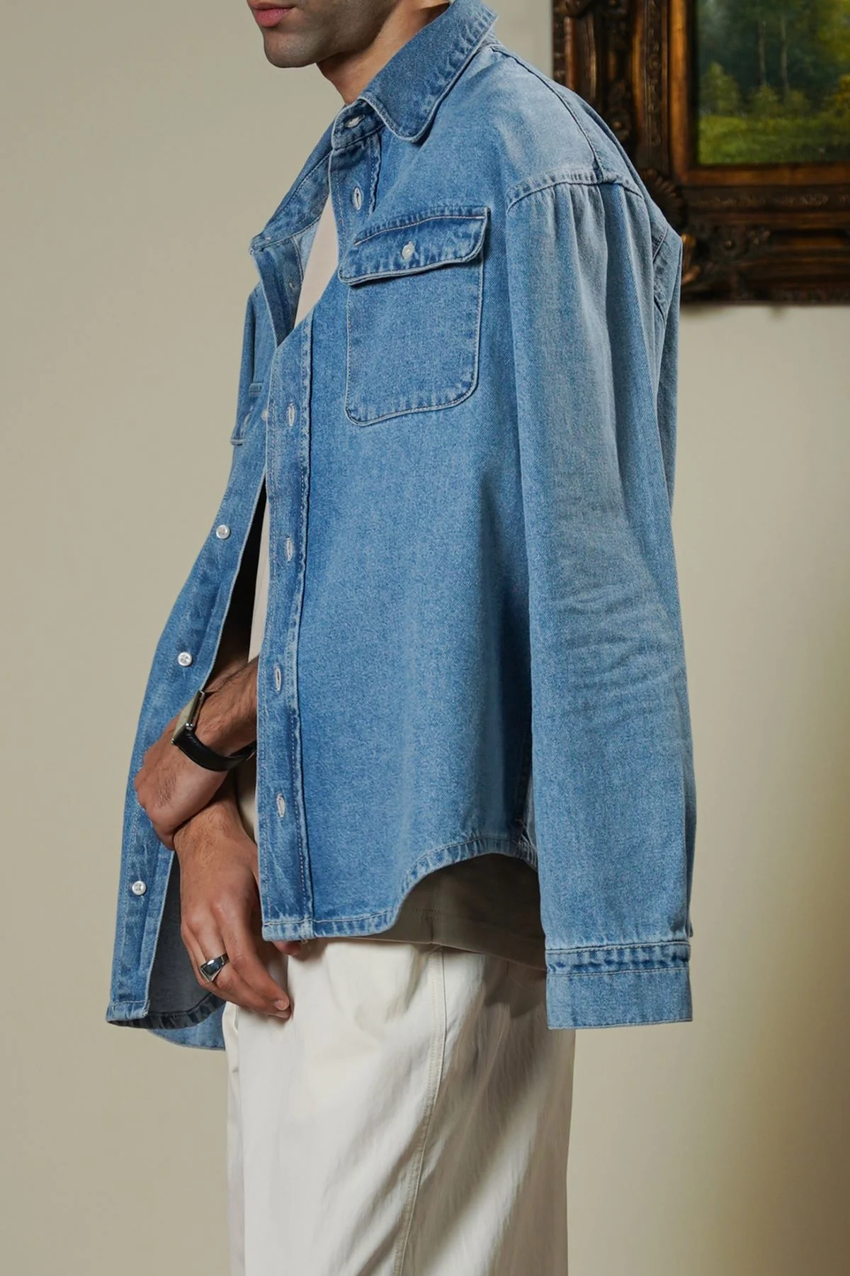 LIGHT WASH DENIM SHIRT - Image 6
