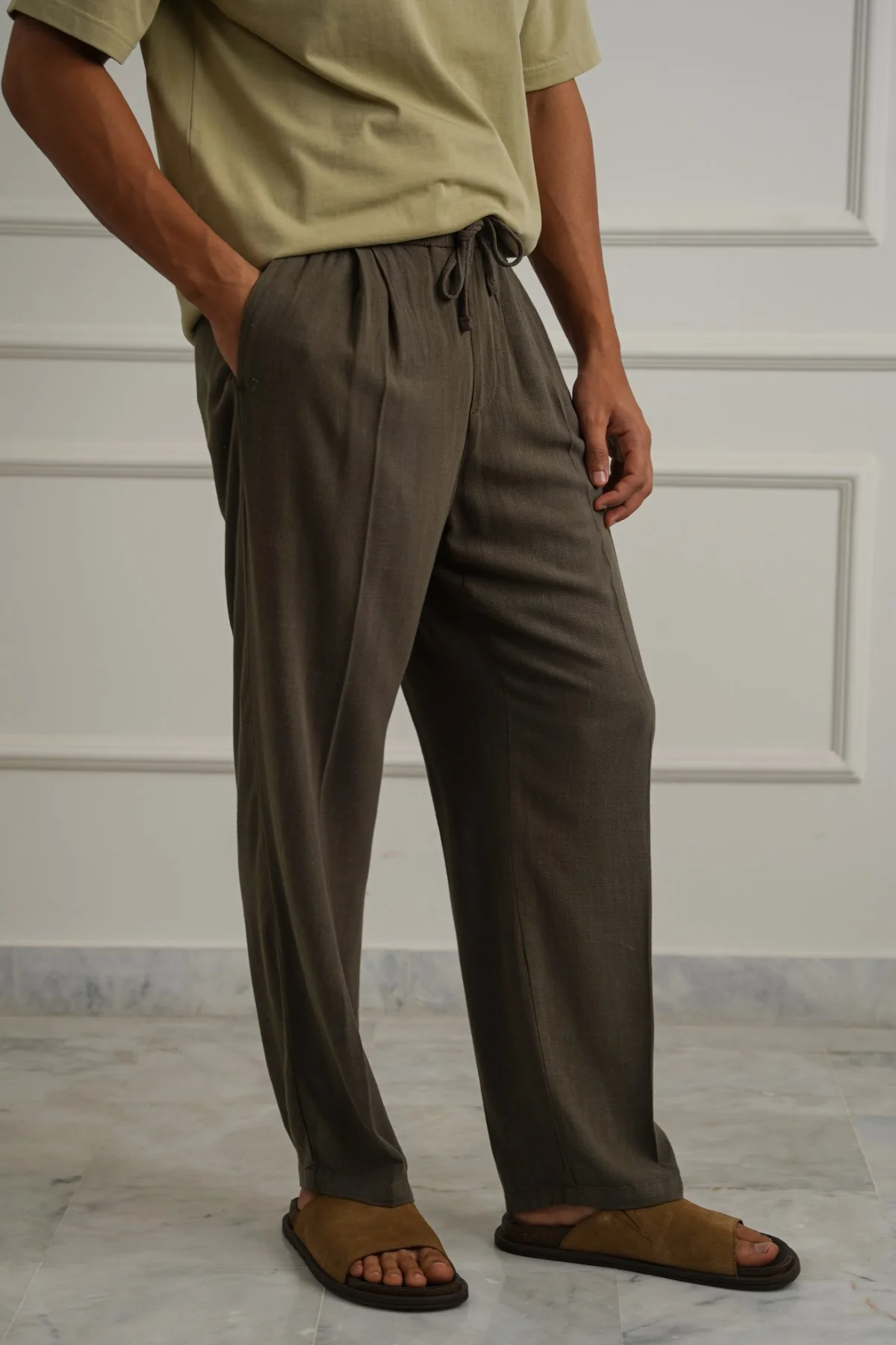 LINEN BLEND BAGGY PANTS - Image 4