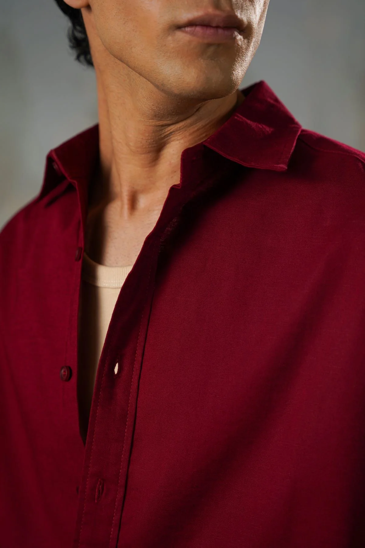 LINEN BLEND BUTTON DOWN SHIRT - Image 3