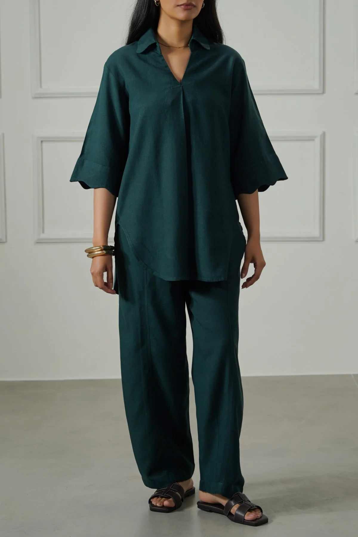 LINEN BLEND SCALLOP SHIRT - Image 3