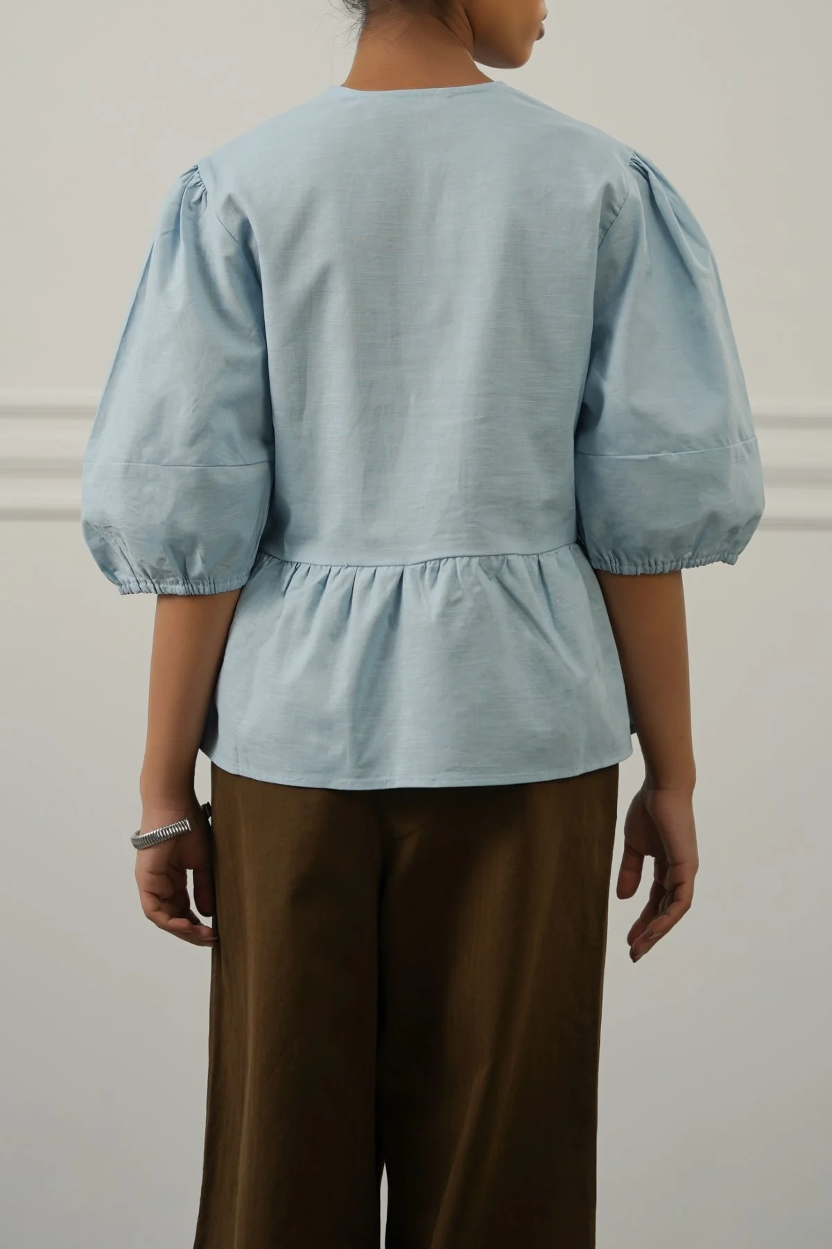 LINEN COTTON FLOUNCE TOP - Image 4