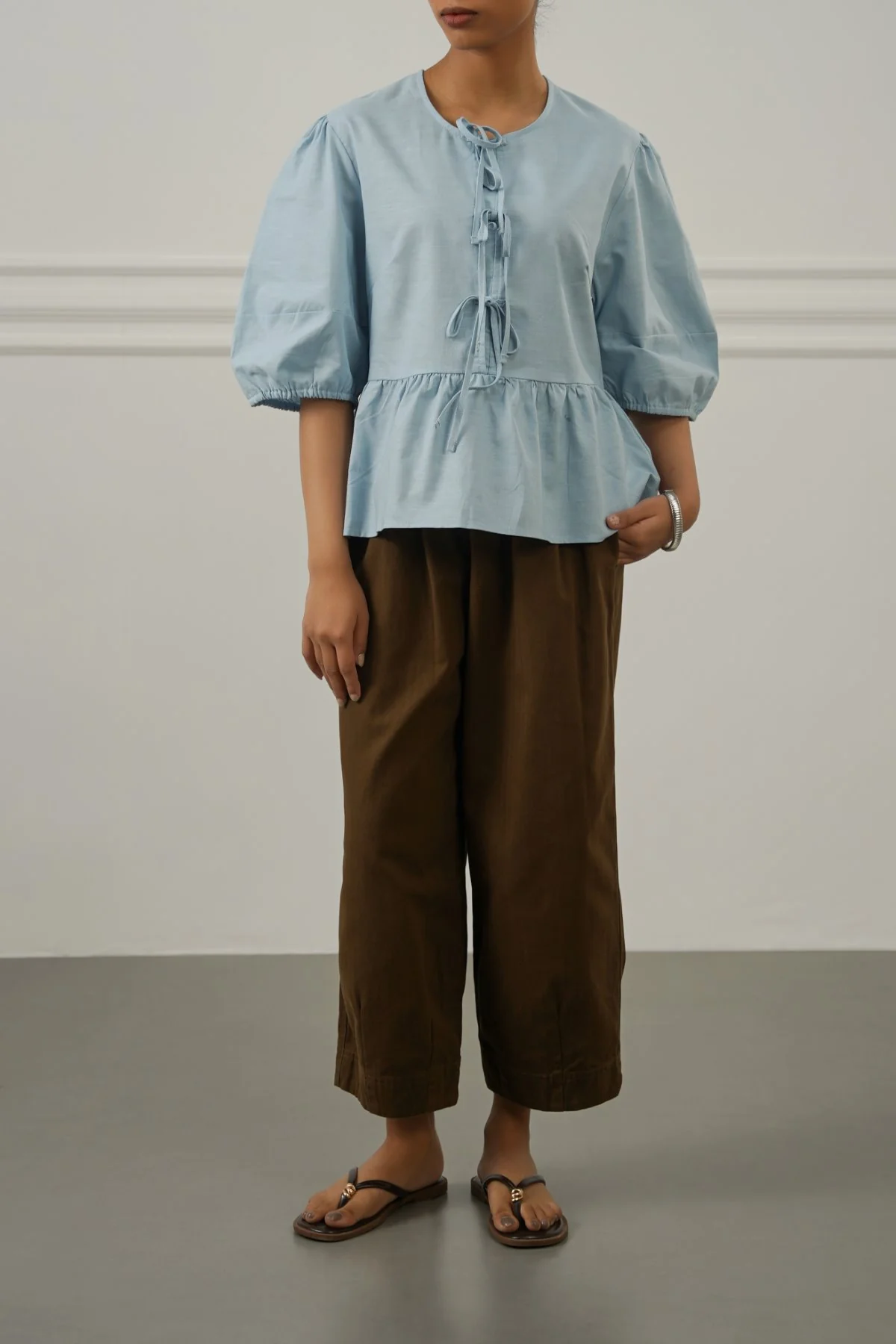 LINEN COTTON FLOUNCE TOP - Image 5