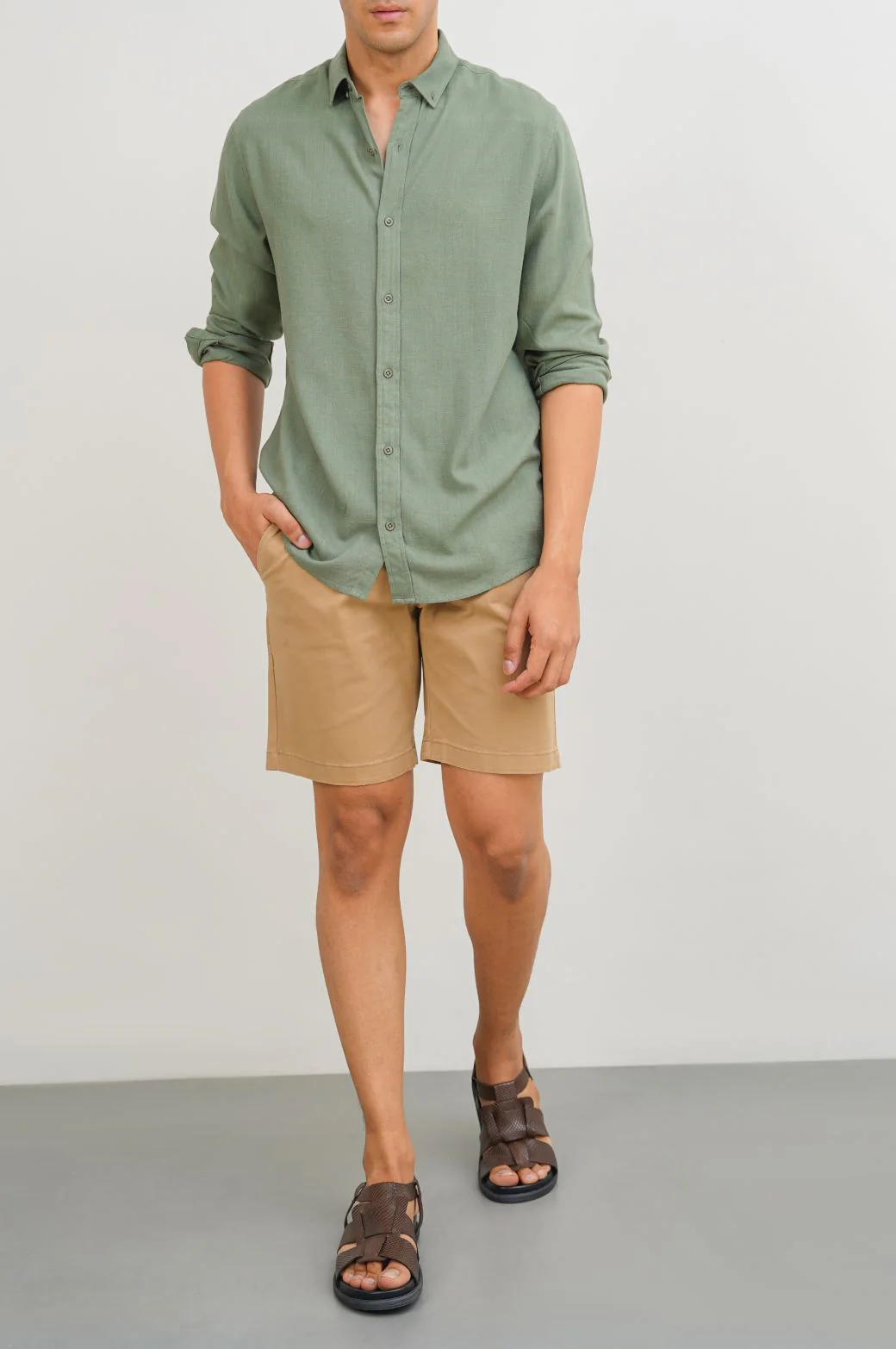 LINEN SLUB COLLAR SHIRT