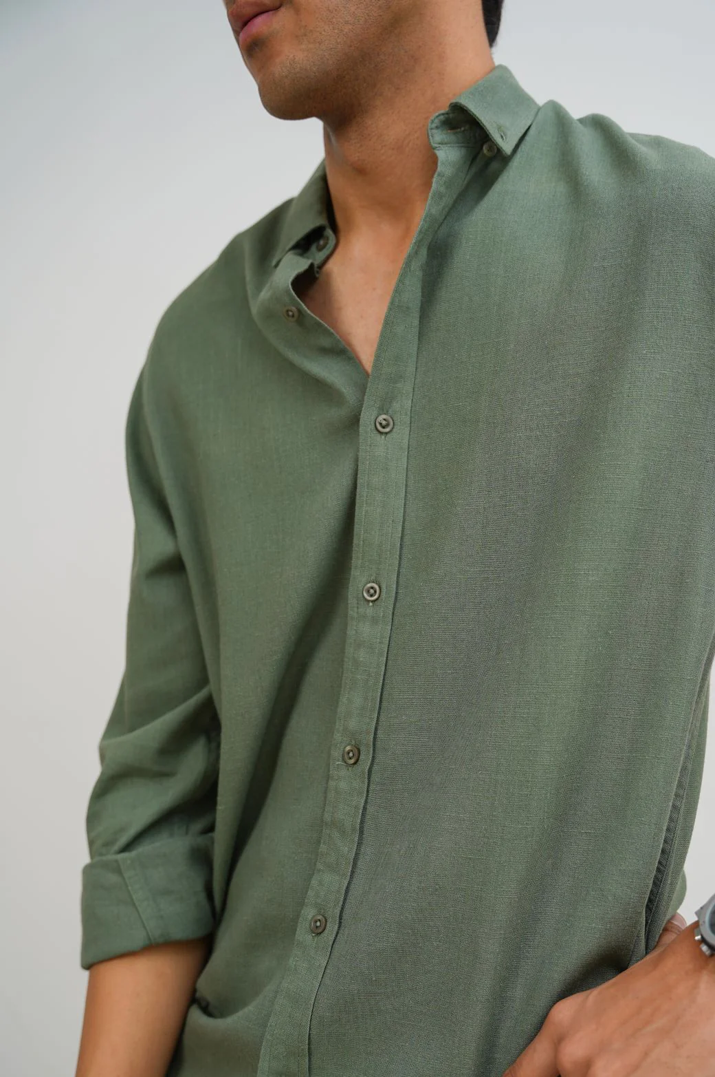 LINEN SLUB COLLAR SHIRT - Image 3