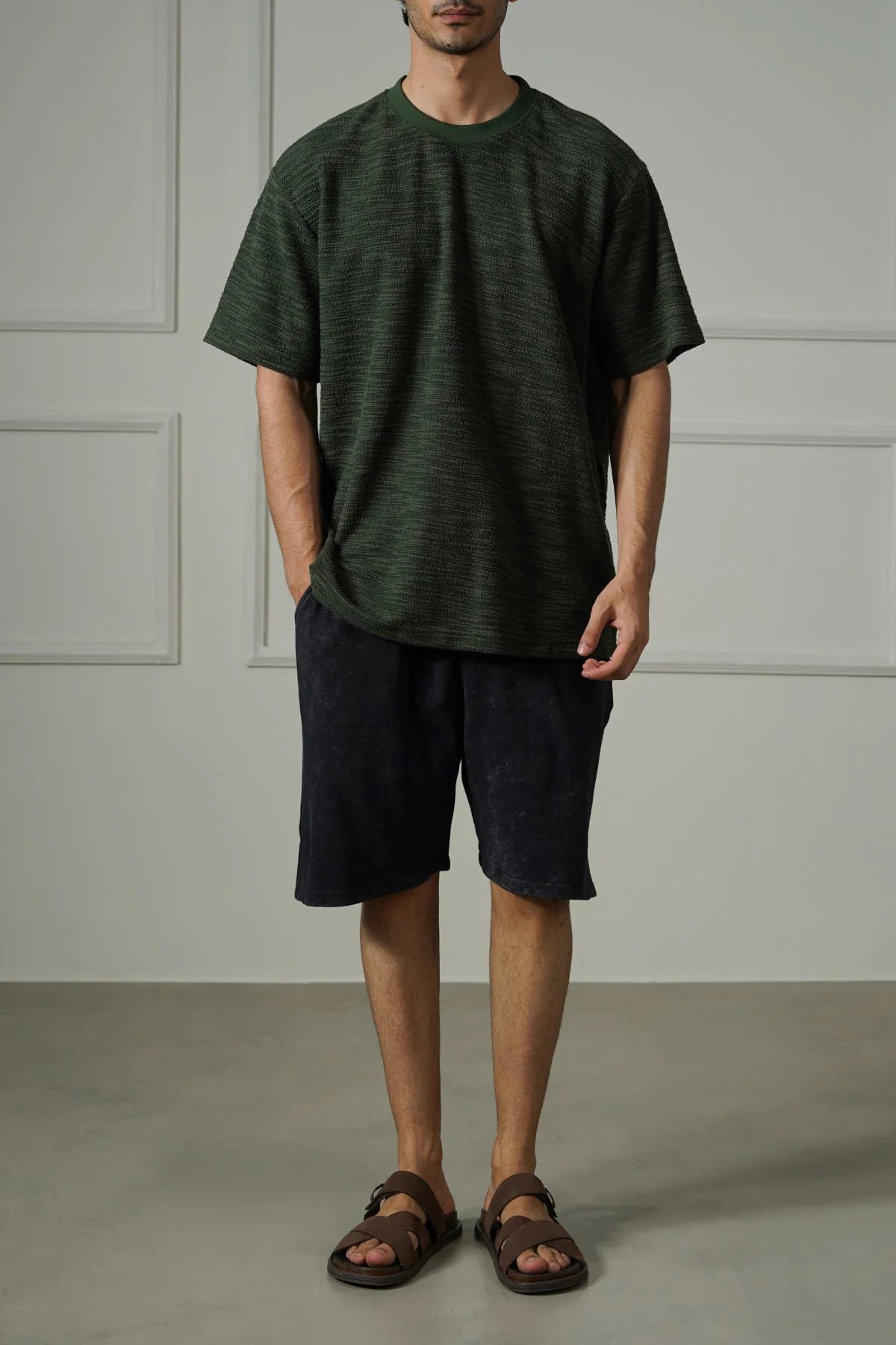 WASHED EFFECT KNITTED SHORTS