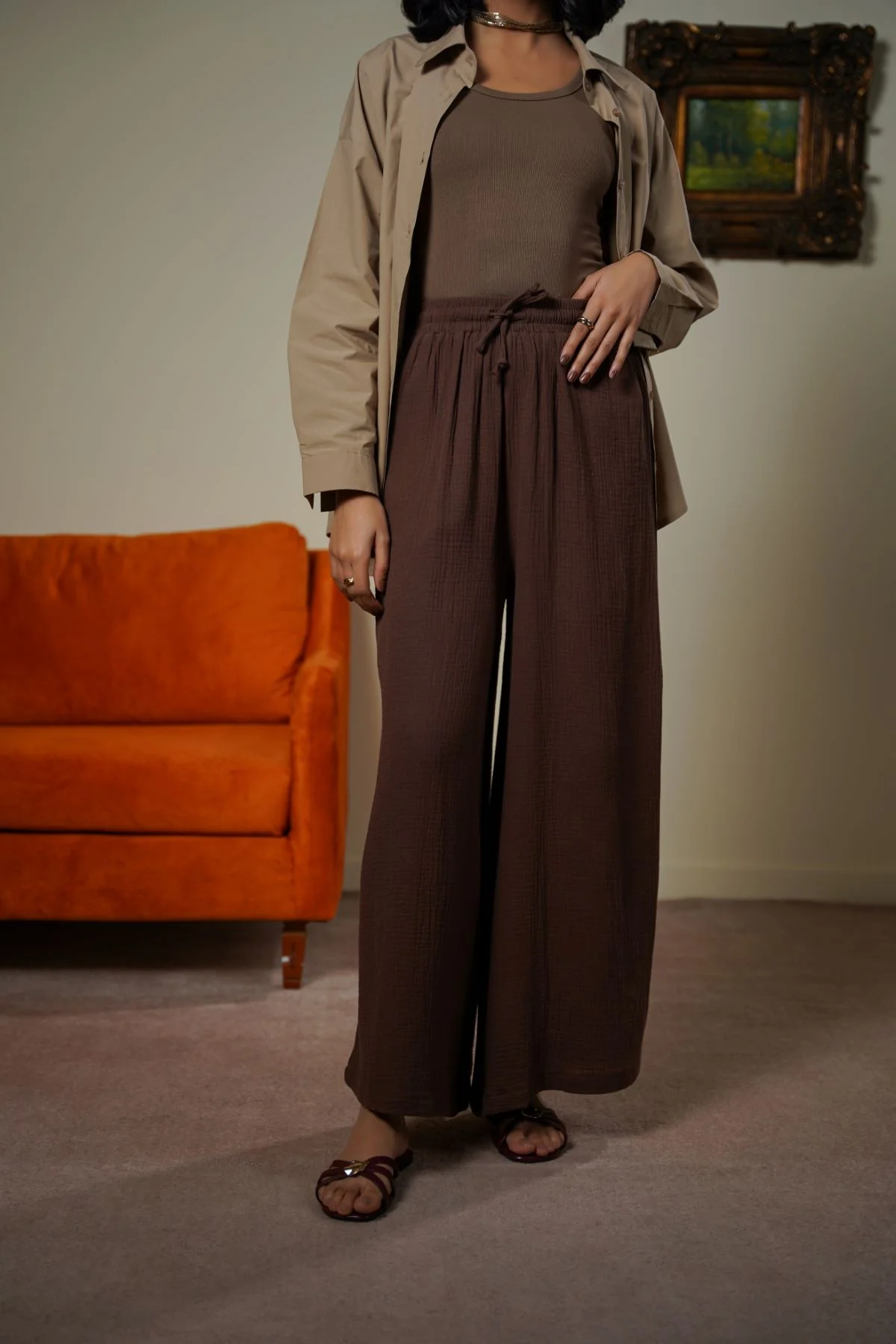 MUSLIN WIDE PANTS