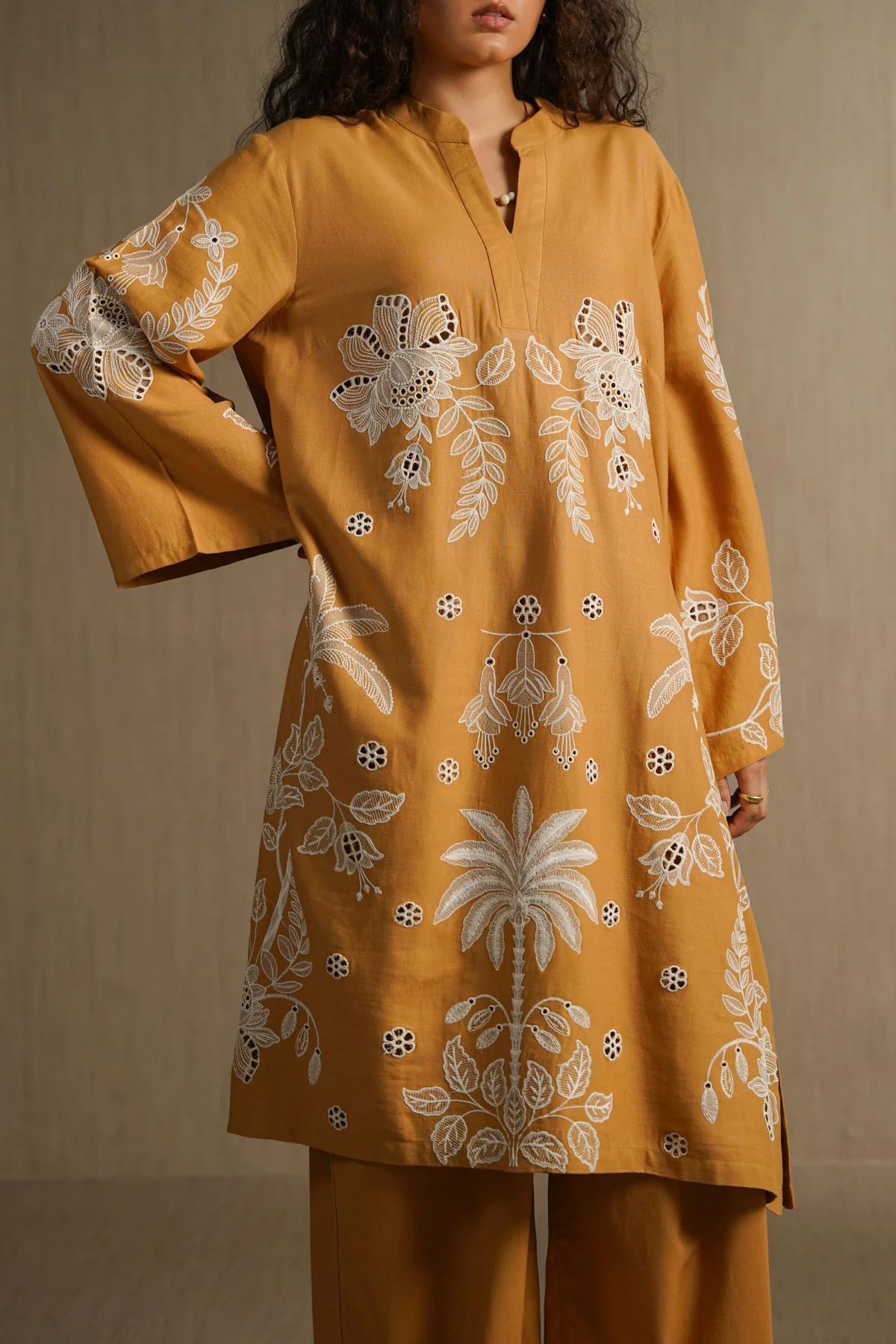 OCHRE BLOOM EMBROIDERED TUNIC