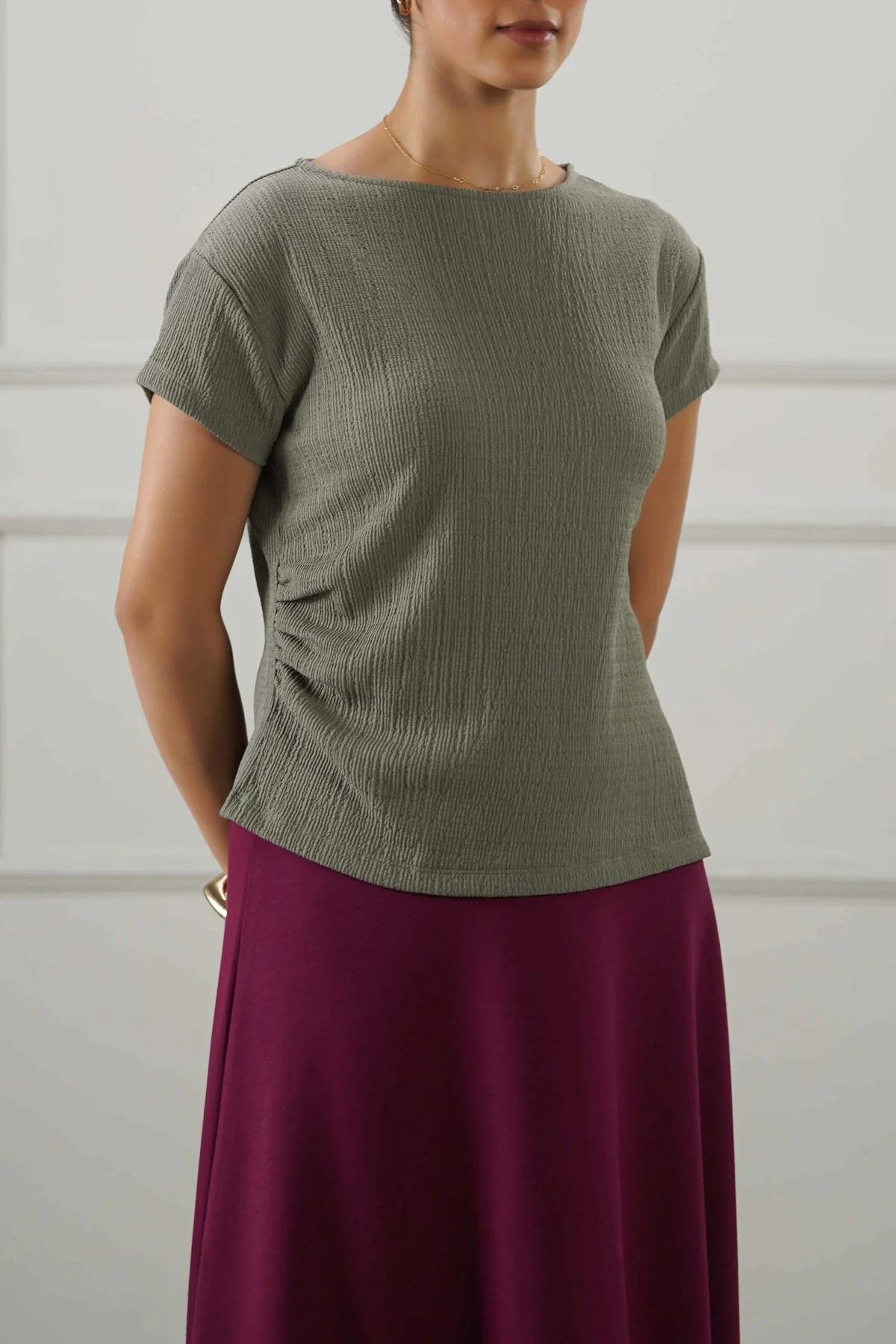 PLEATED WAIST TEE