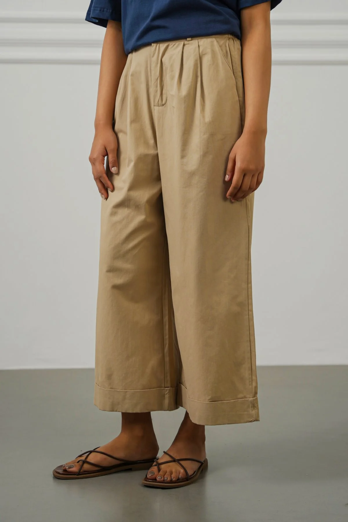 POPLIN TURN UP PANTS - Image 4