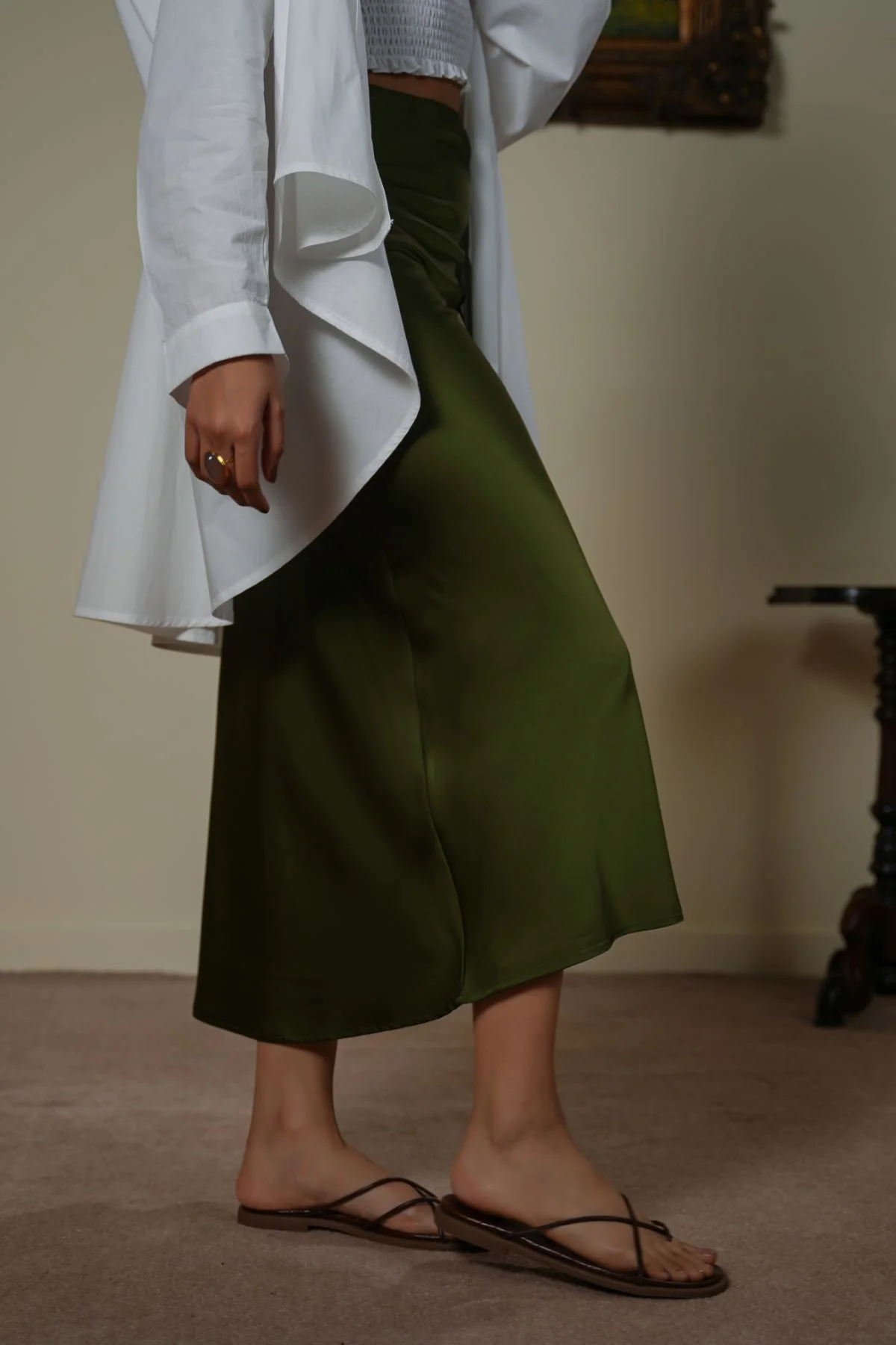 SATIN LONG SKIRT
