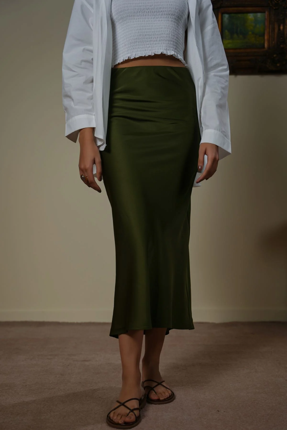 SATIN LONG SKIRT - Image 3
