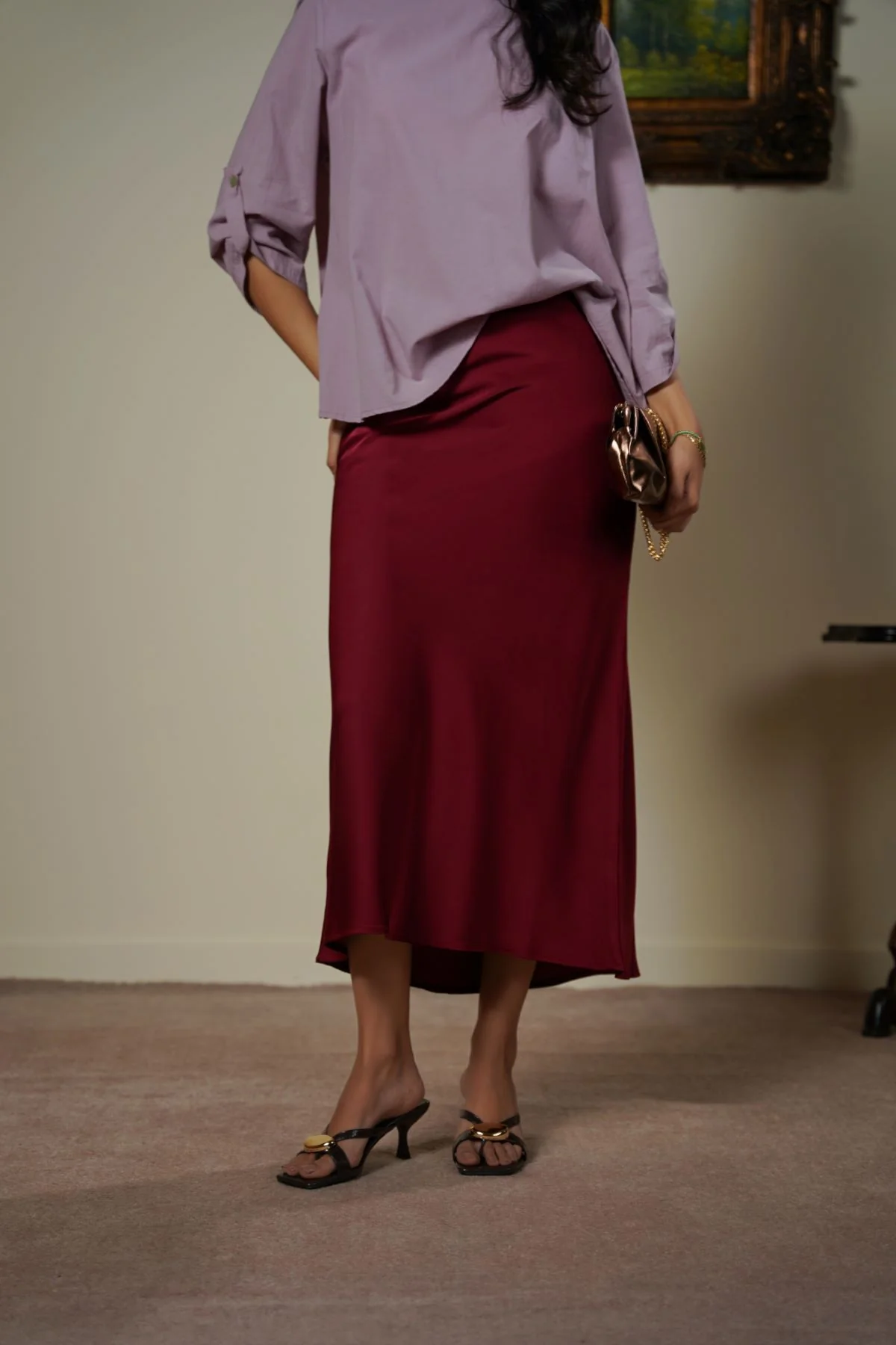 SATIN LONG SKIRT - Image 3