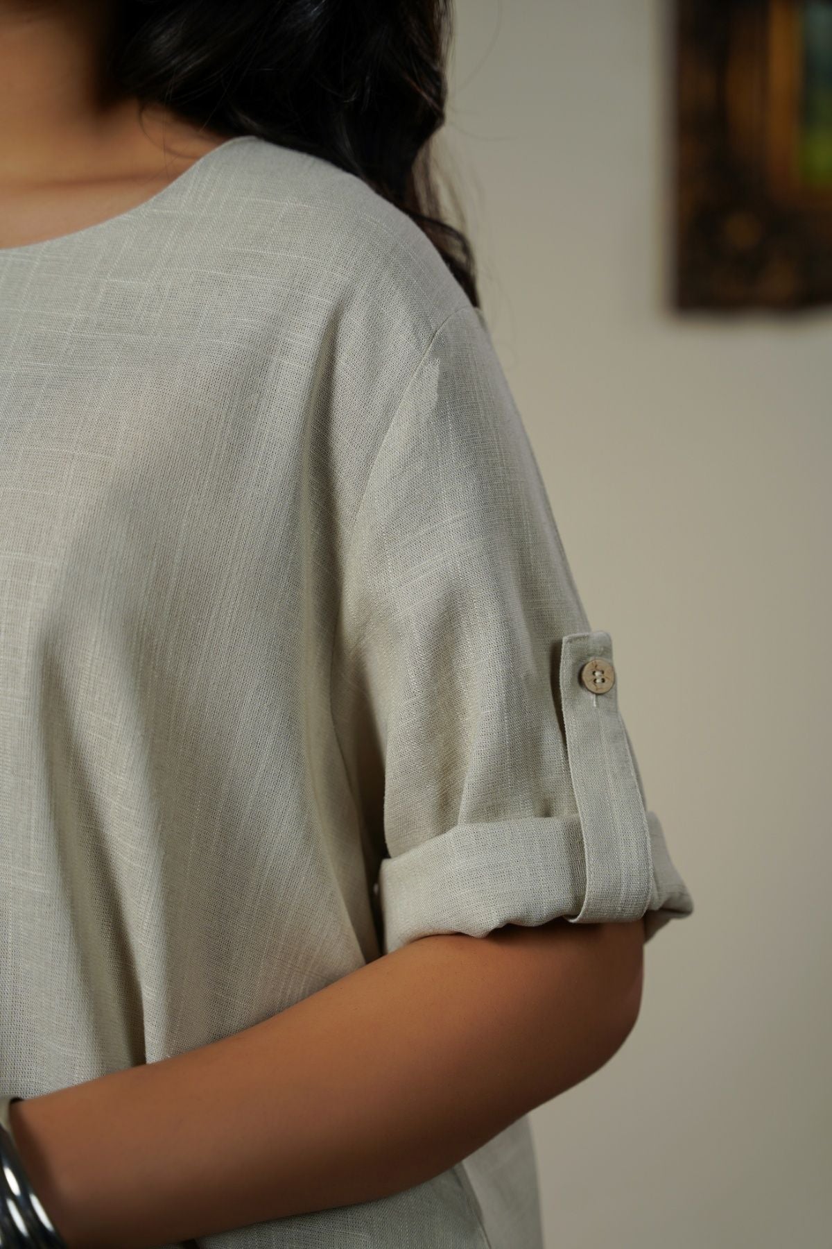 SCOOP HEM LINEN BLEND TUNIC - Image 3