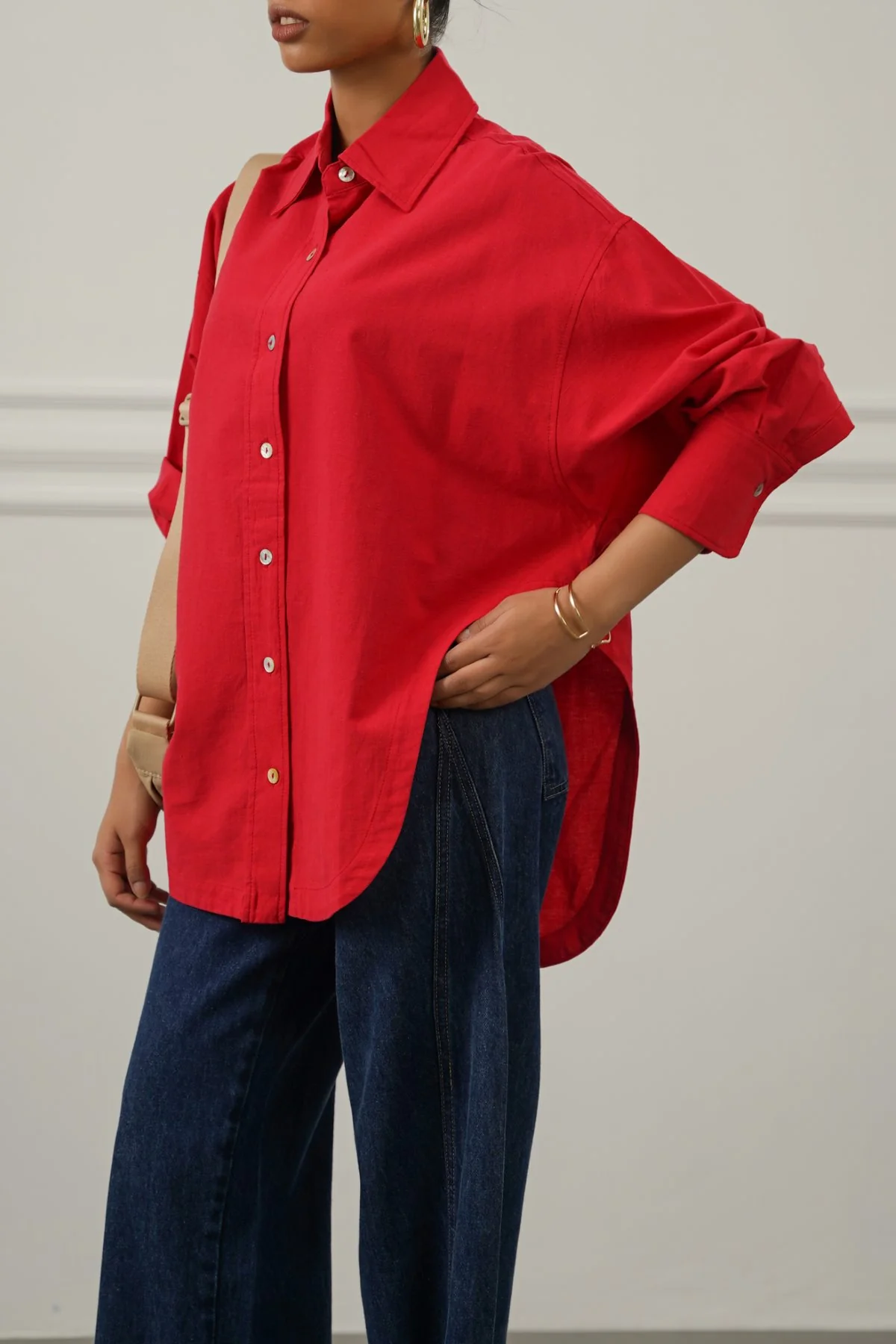 TENCEL LINEN CUT HEM SHIRT - Image 5