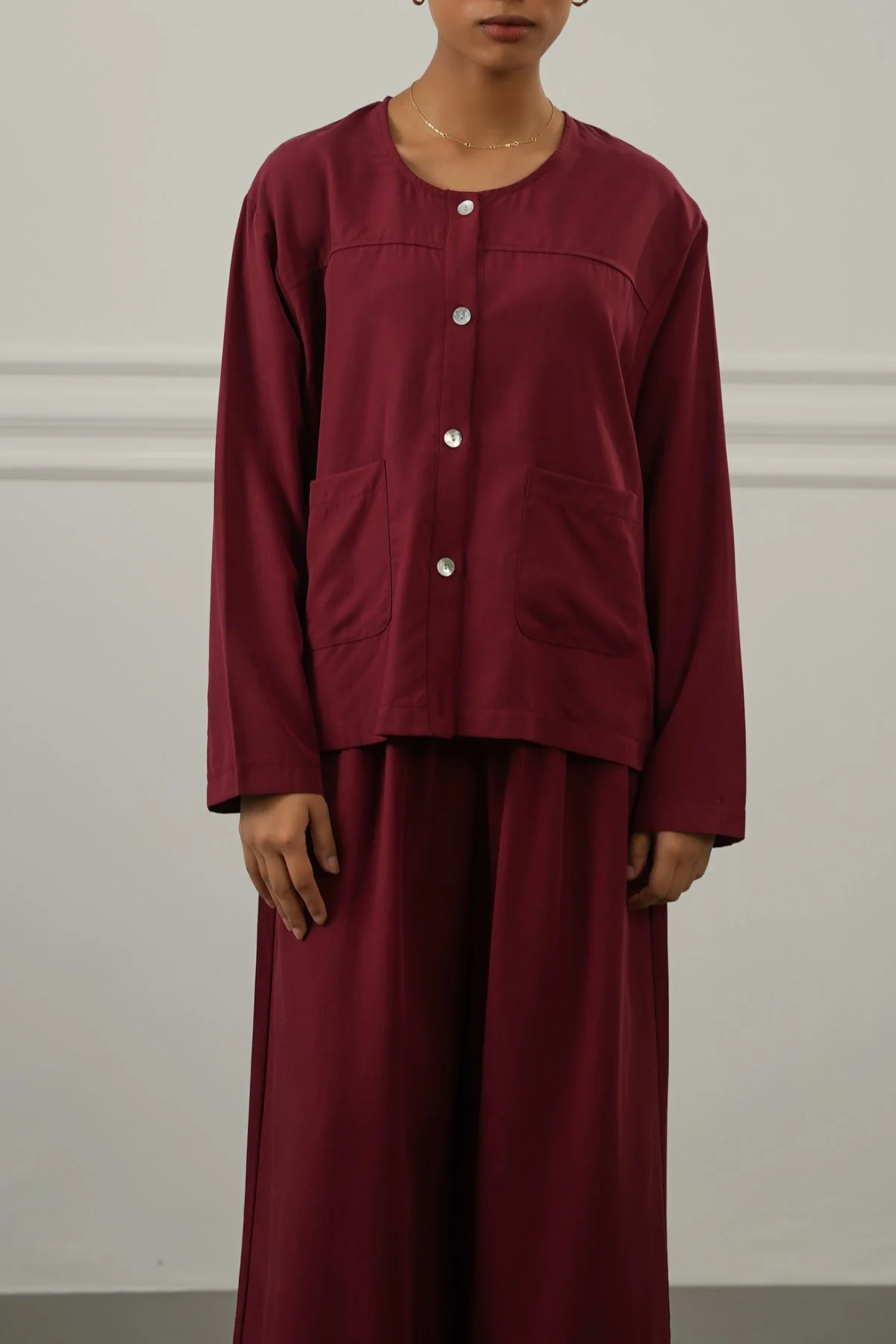TENCEL-LINEN POCKET BLOUSE