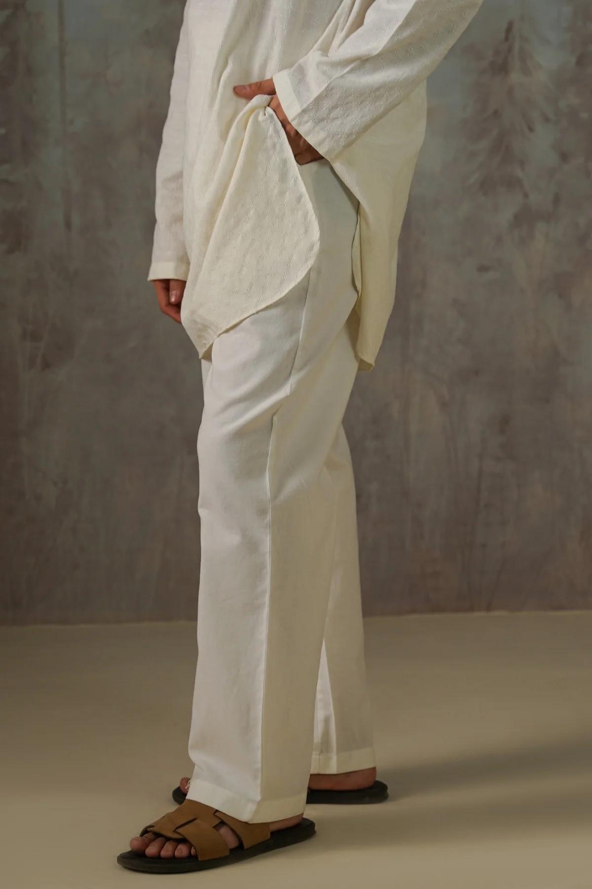 TEXTURED COTTON PANTS - Image 3