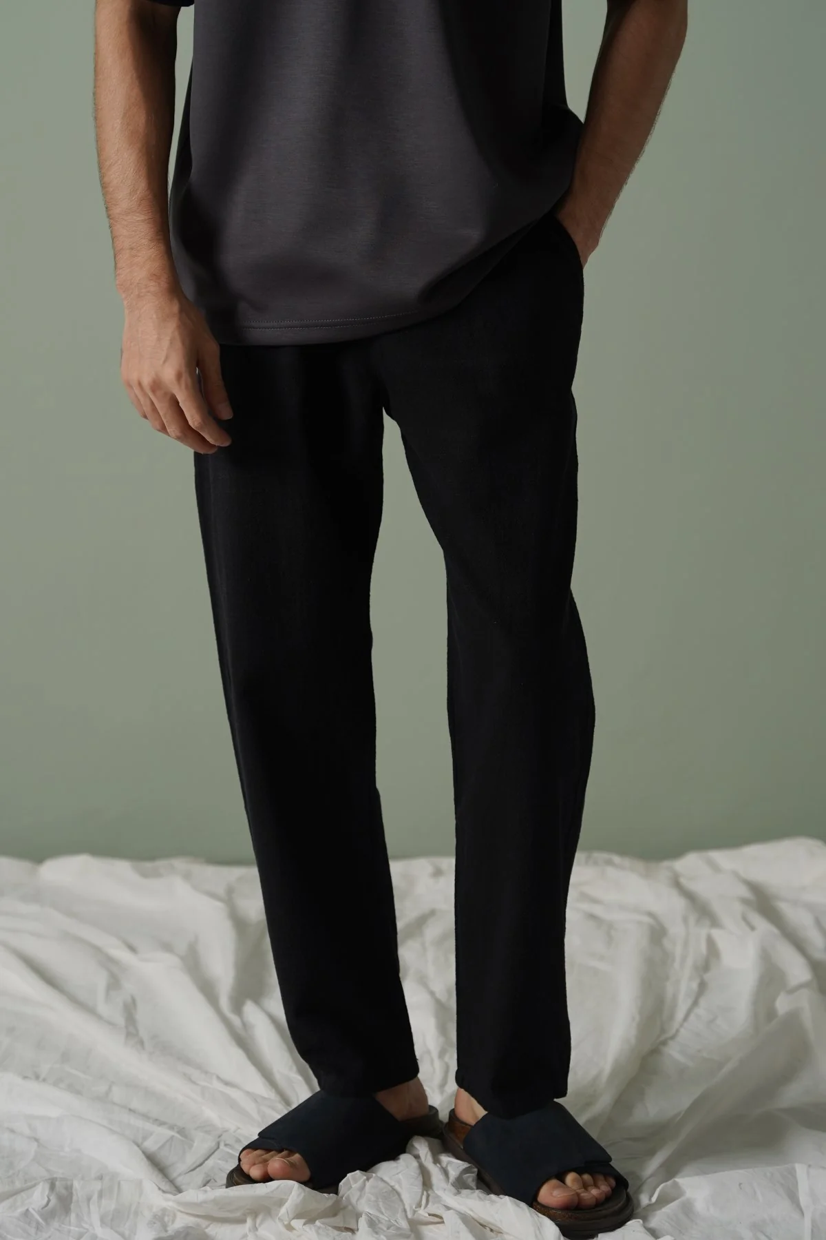 TEXTURED COTTON TROUSERS - Image 2