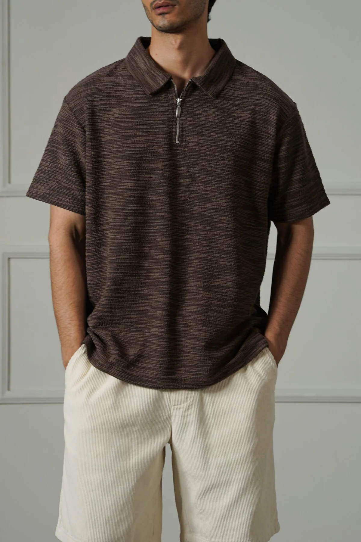 TEXTURED ZIPPER POLO