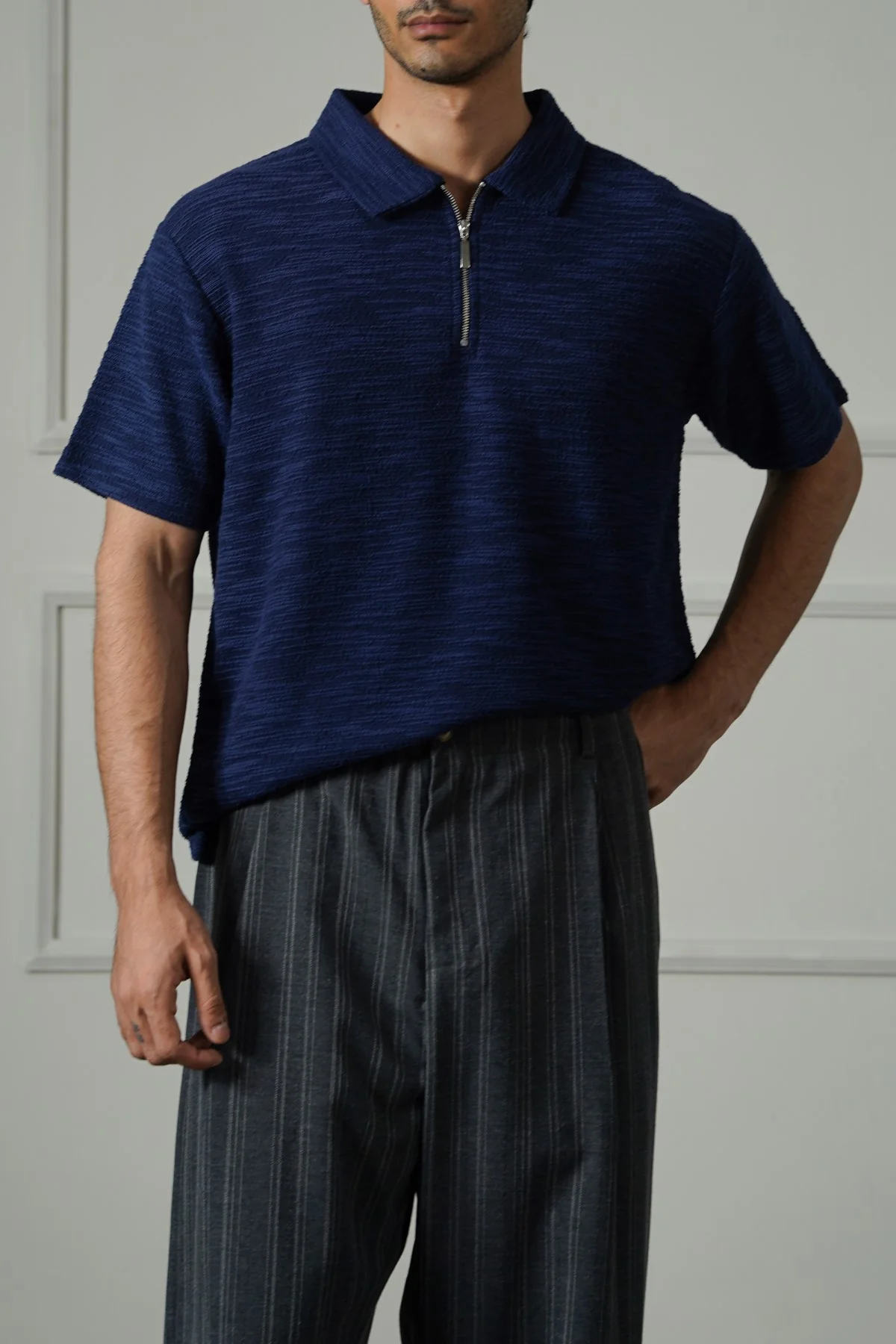 TEXTURED ZIPPER POLO