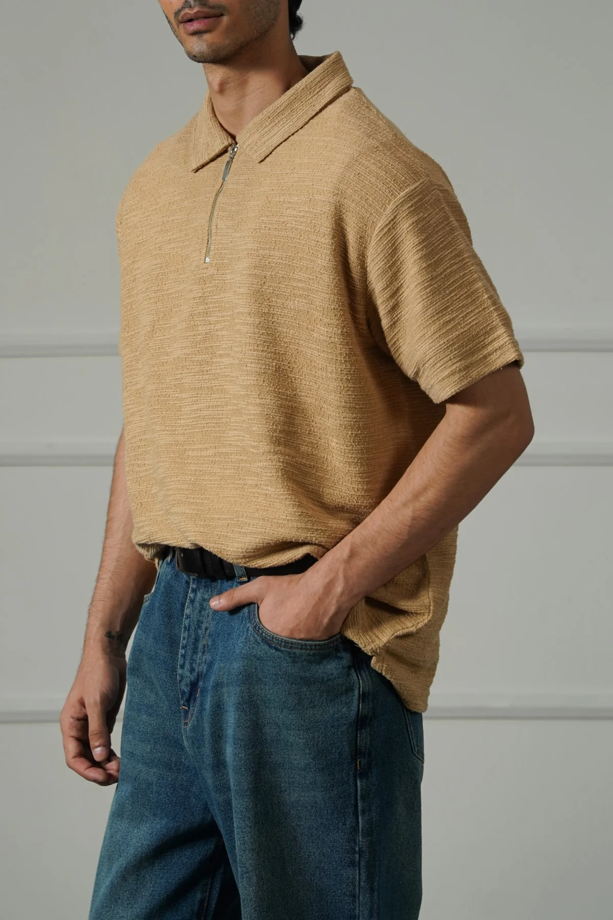 TEXTURED ZIPPER POLO