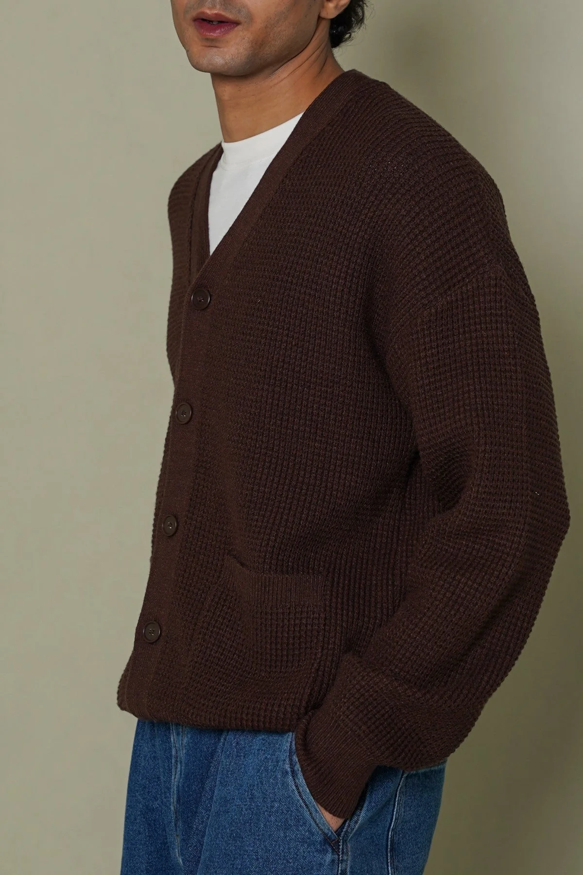 WAFFLE KNIT CARDIGAN