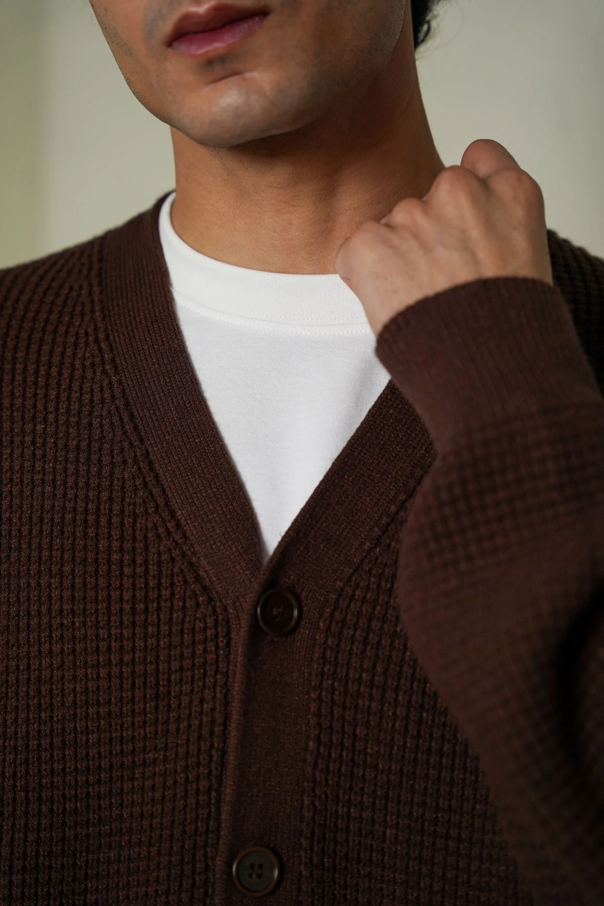 WAFFLE KNIT CARDIGAN - Image 3