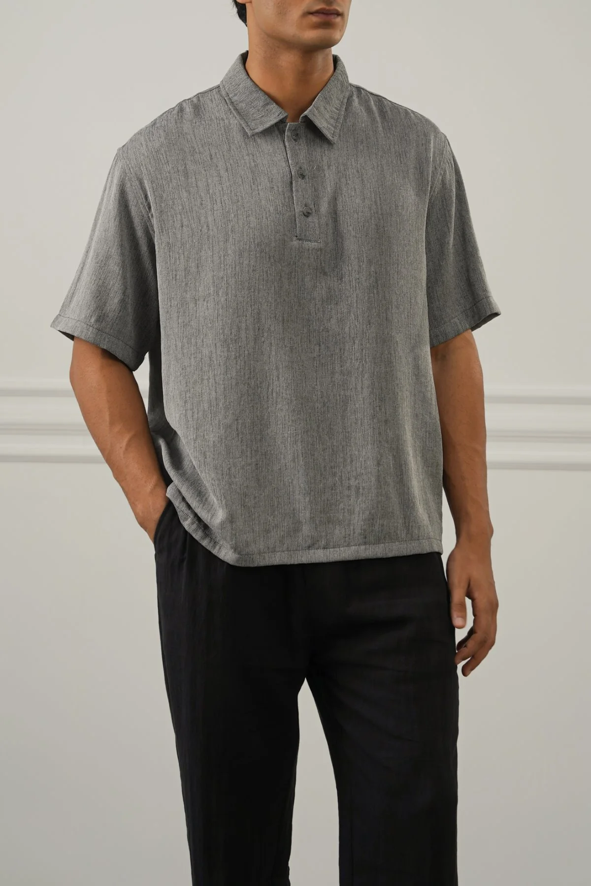 WOVEN POLO SHIRT
